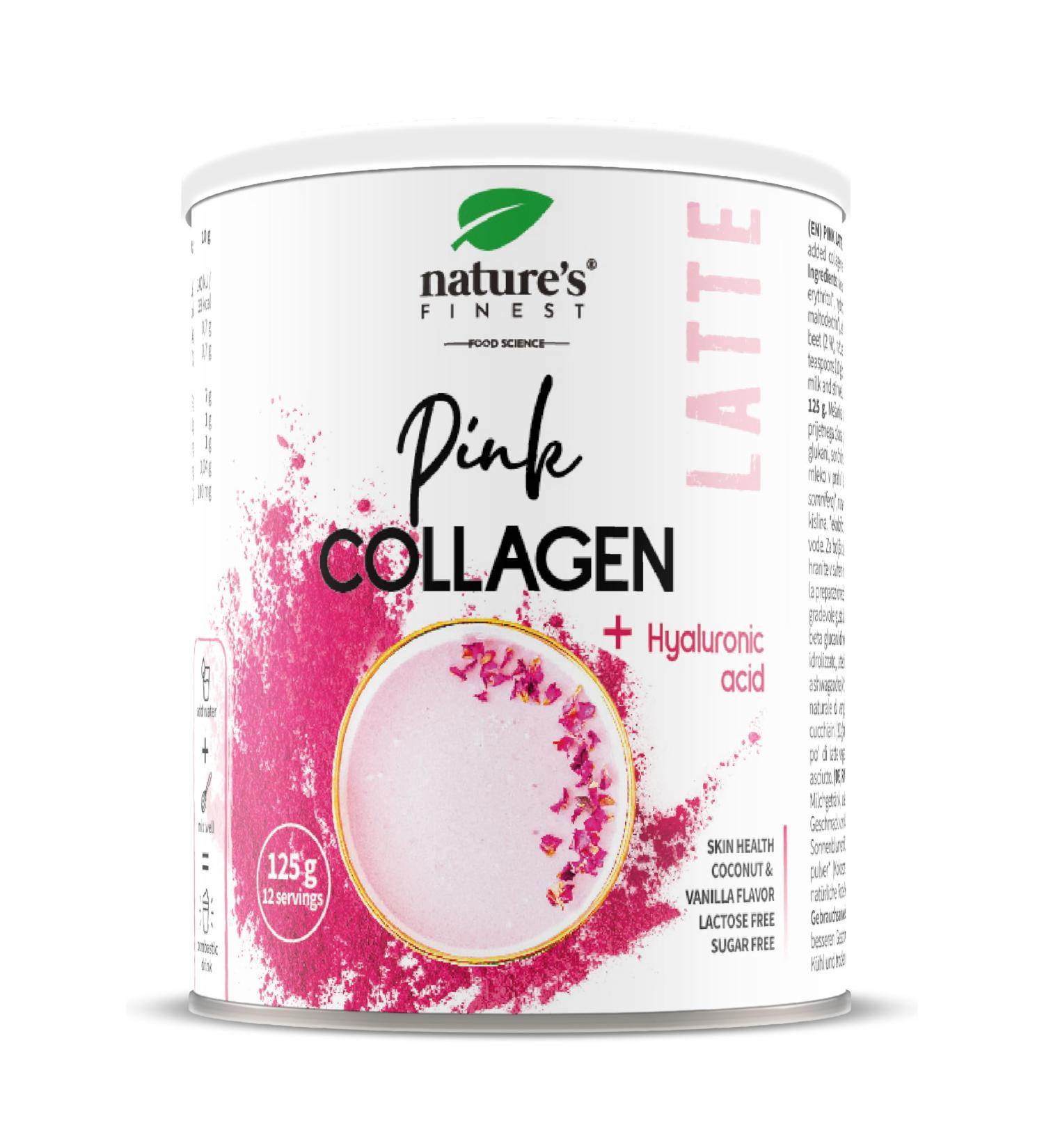 Nature's Finest by Nutrisslim Pink Latte with Collagen and Hyaluronic Acid 125 g | Coconut and Vanilla Flavored Drink Lactose and Sugar Free (1) - Buy Online on GoSupps.com