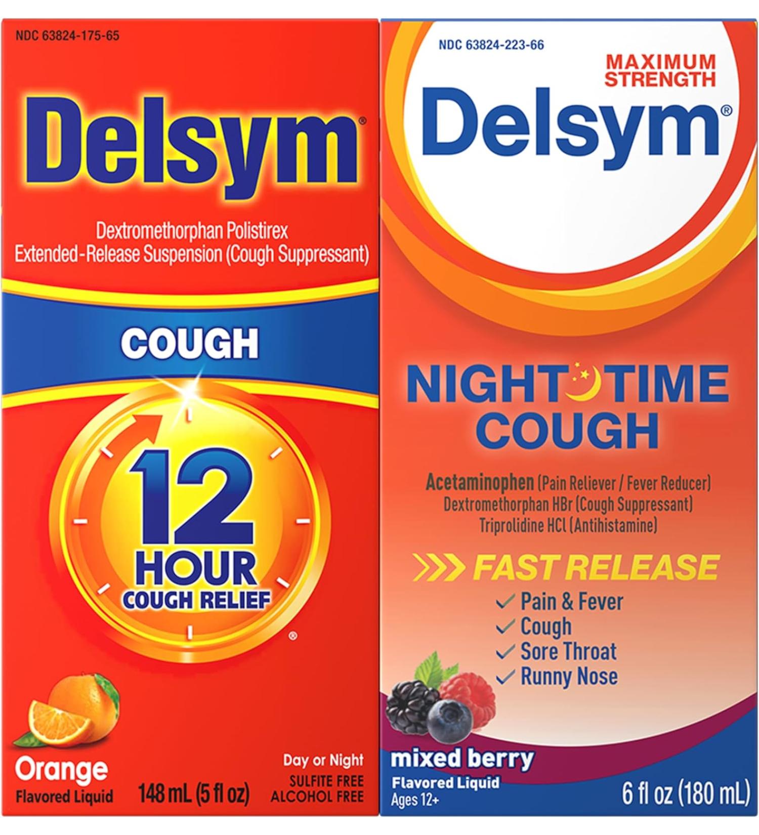 Delsym 12 Hour Cough 5 oz. and Nighttime Fast Release 6oz - Combo Pack - Buy Online on GoSupps.com