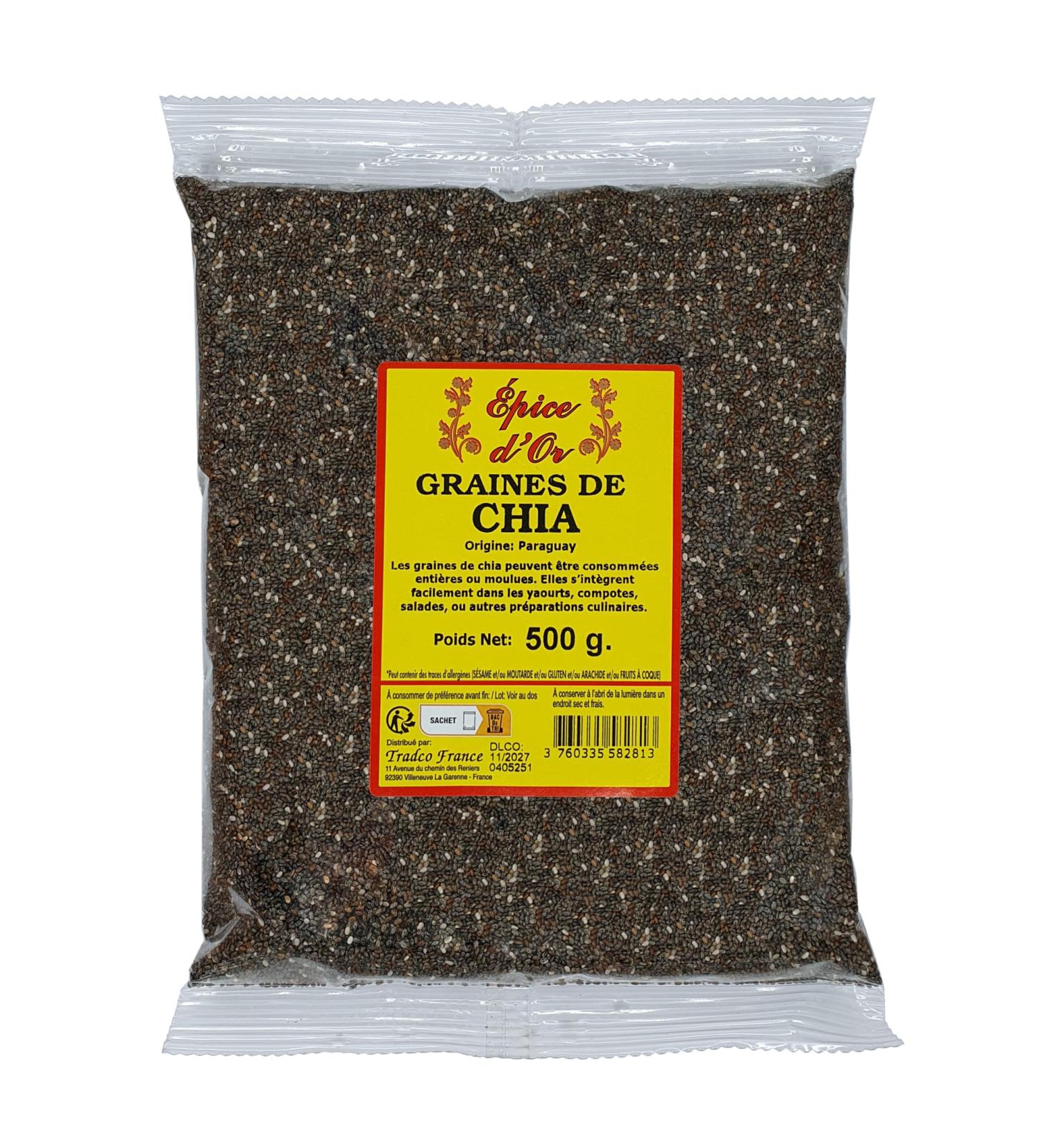 Graine De Chia 500g - Epice d'Or 100% Naturel Sans Additifs Sans Ar me Artificiel Sans Conservateur - Buy Online on GoSupps.com