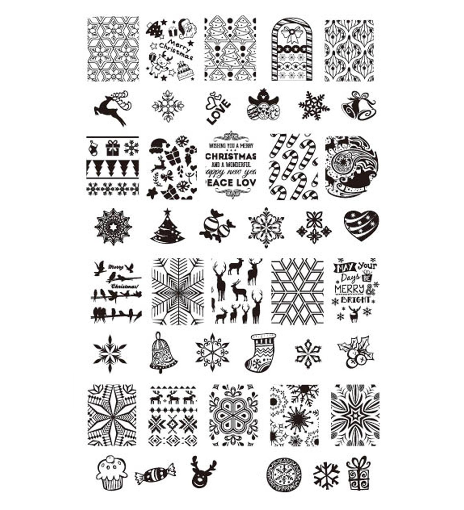 XXL Stamping Stencil Plate Christmas X-mas Frost Flower Santa Claus MR03 Nail Art Nail Design