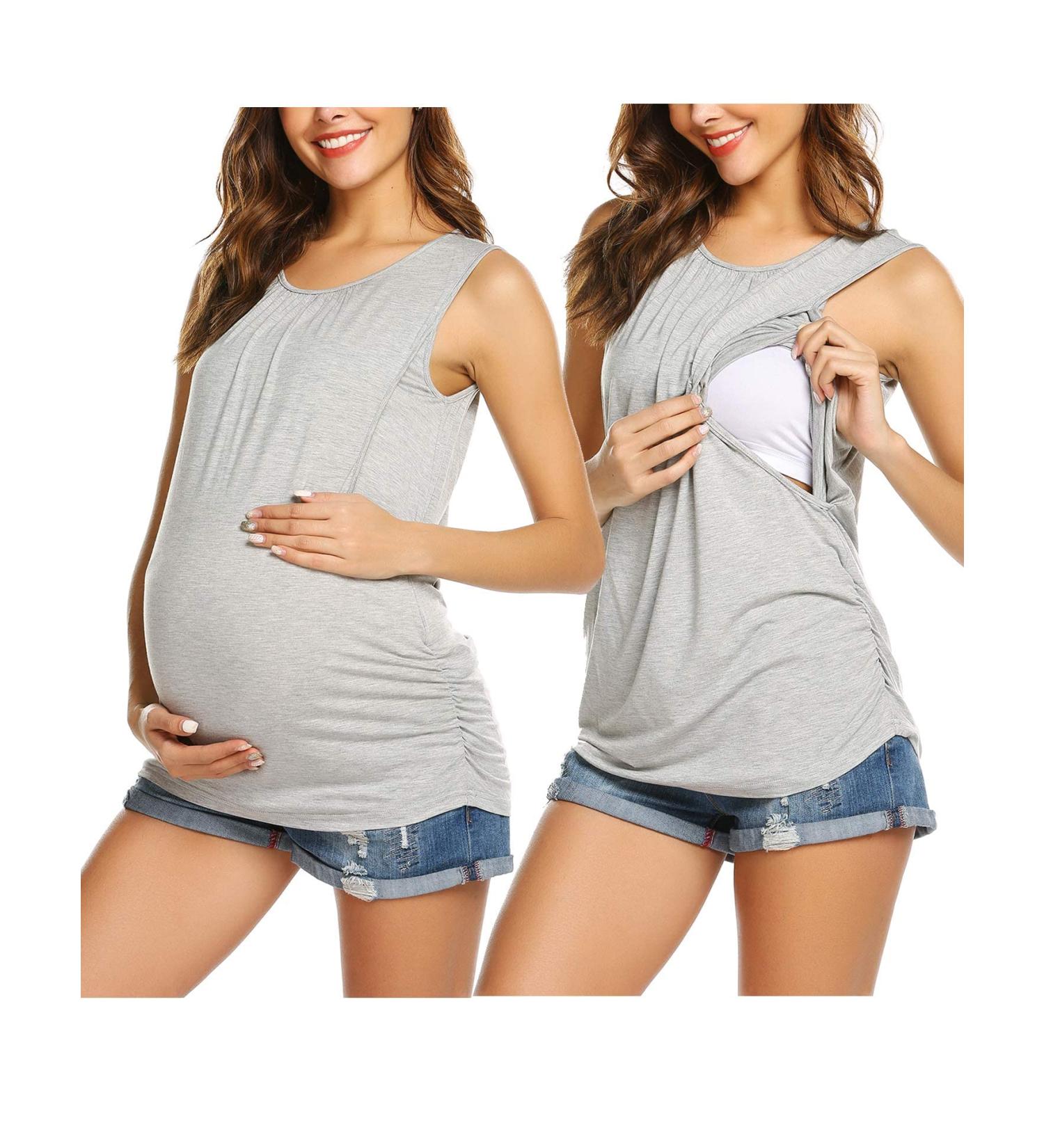 UNibelle Maternity Nursing Tank Top | Double Layer Sleeveless Pregnancy Shirt - Buy Online on GoSupps.com
