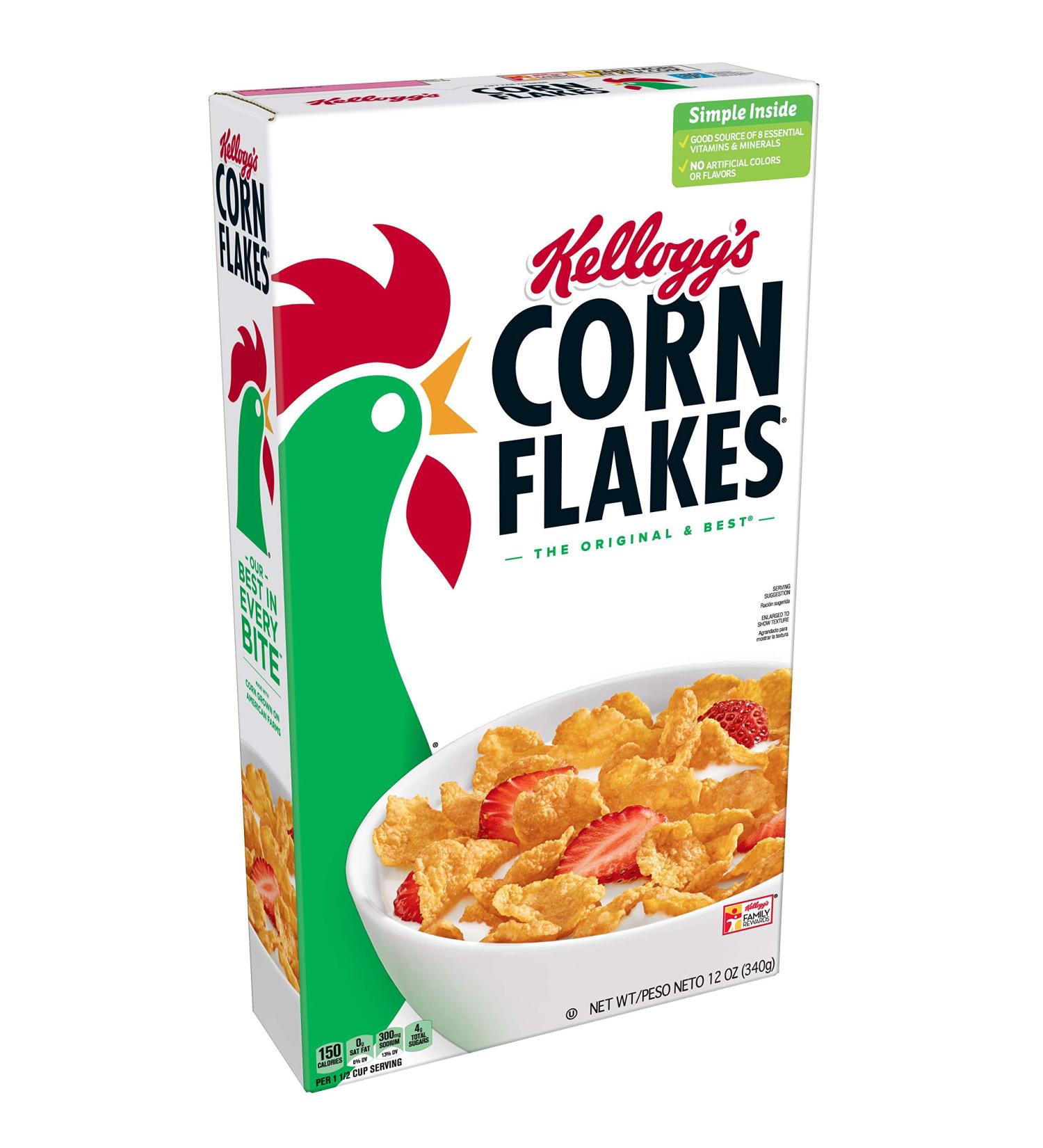 Kellogg's Corn Flakes Breakfast Cereal Original Fat Free 12oz Box - 1 Pack - Buy Online on GoSupps.com