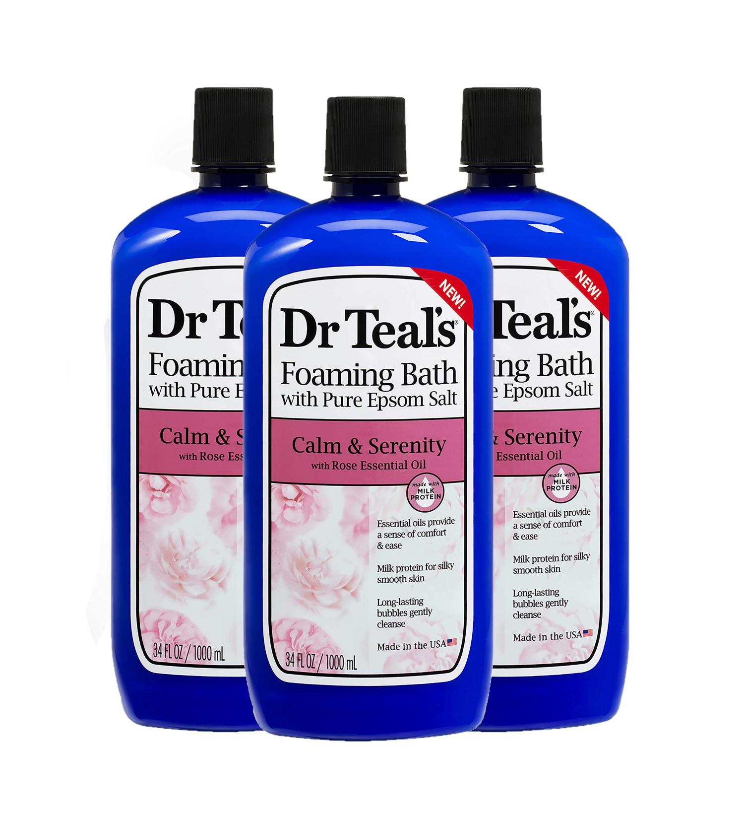 Dr Teal's Rose & Milk Foaming Bath 3-Pack (102 fl oz Total) - Relax and Rejuvenate - Buy Online on GoSupps.com