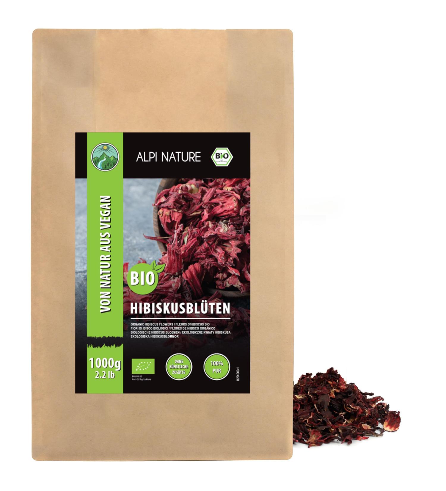  Alpi Nature Alpi Nature Organic Hibiscus Herbal Tea 1kg Dried Whole Hibiscus Flowers Loose Leaf Tea - Buy Online on GoSupps.com