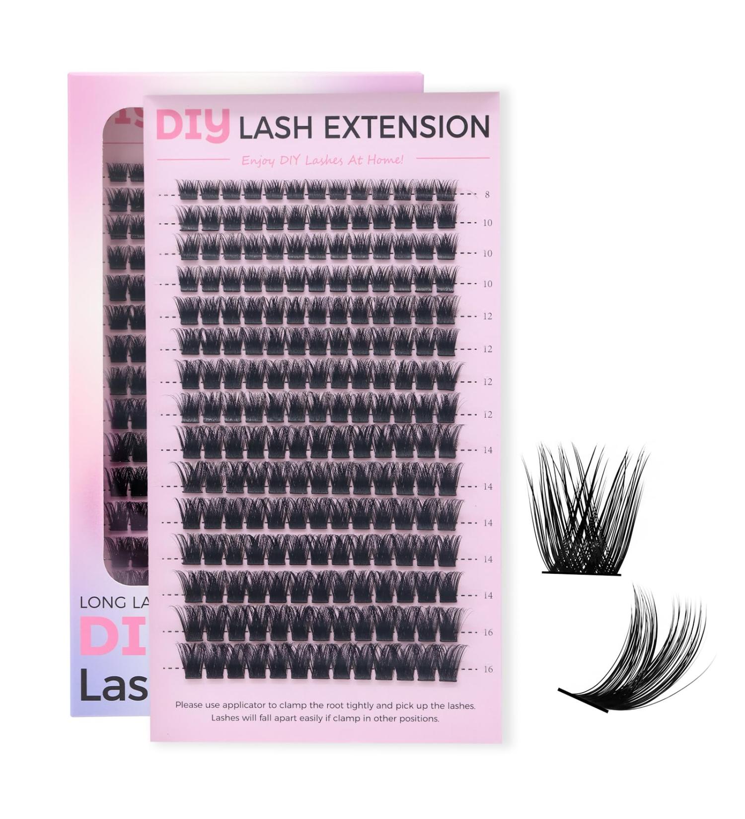 Cluster Eyelash Extensions 180 PCS - Wispy DIY Individual Lashes Soft Mink False Eyelashes with Super Thin Band - Mixed Tray (C-8-16mix) for Stunning Volume - Buy Online on GoSupps.com