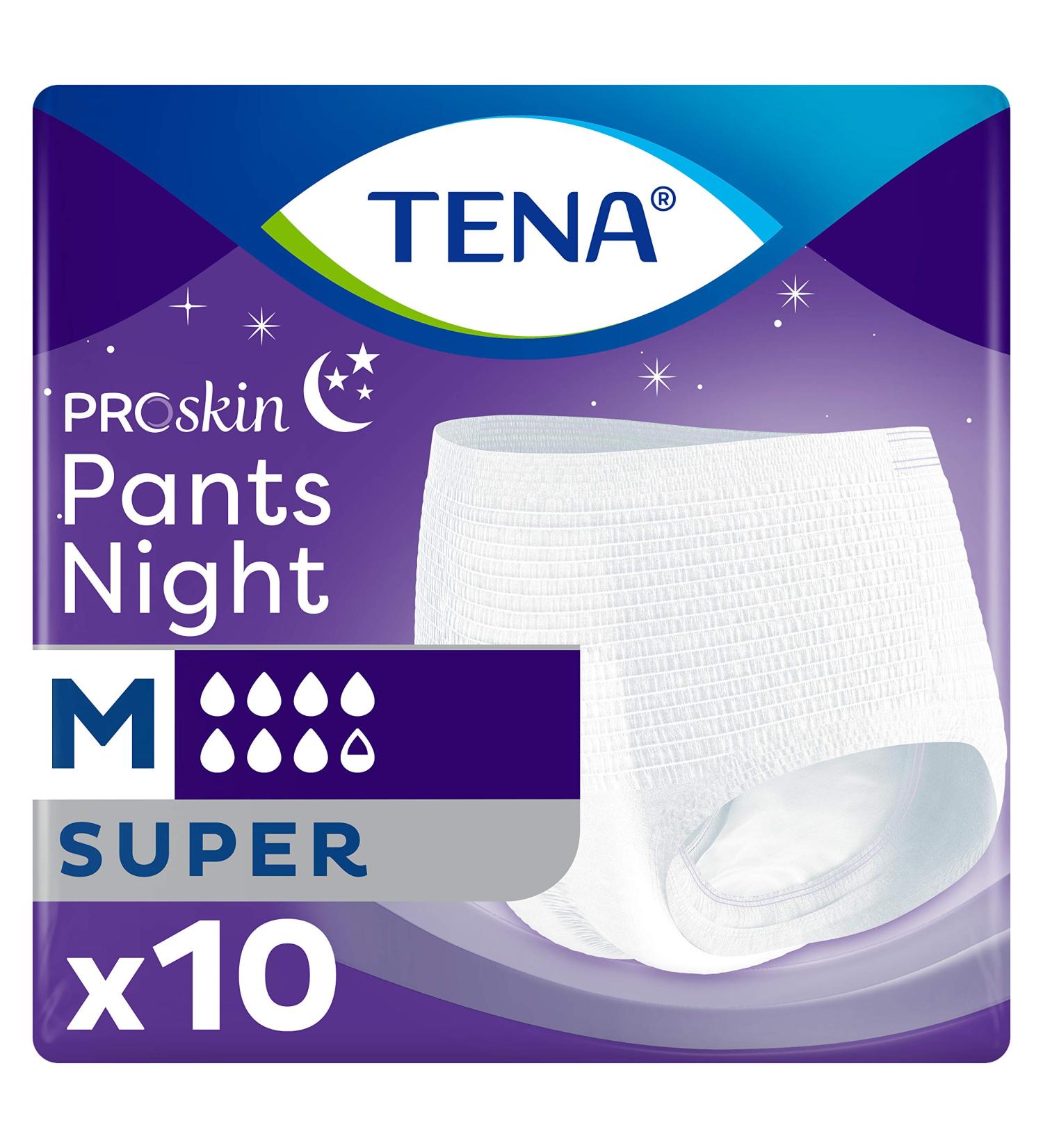 Buy Tena Pants Night Super Medium - Pack of 10 | Best Adult Incontinence Underwear for Overnight Protection - International Shipping Available - Buy Online on GoSupps.com