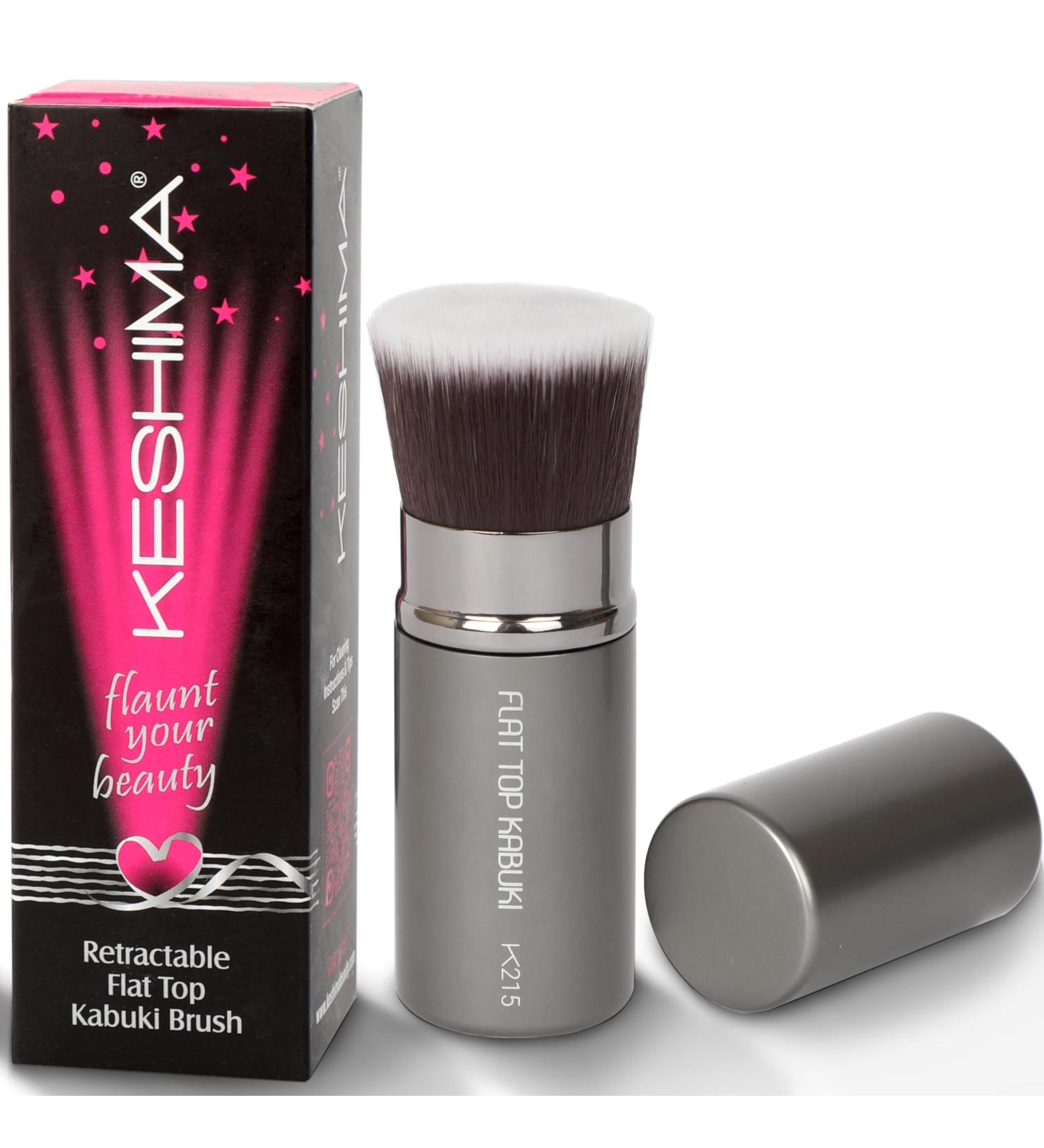 Flat Top Retractable Makeup Brush | Keshima Kabuki Brush for Liquid Powder & Cream Makeup - Buy Online on GoSupps.com