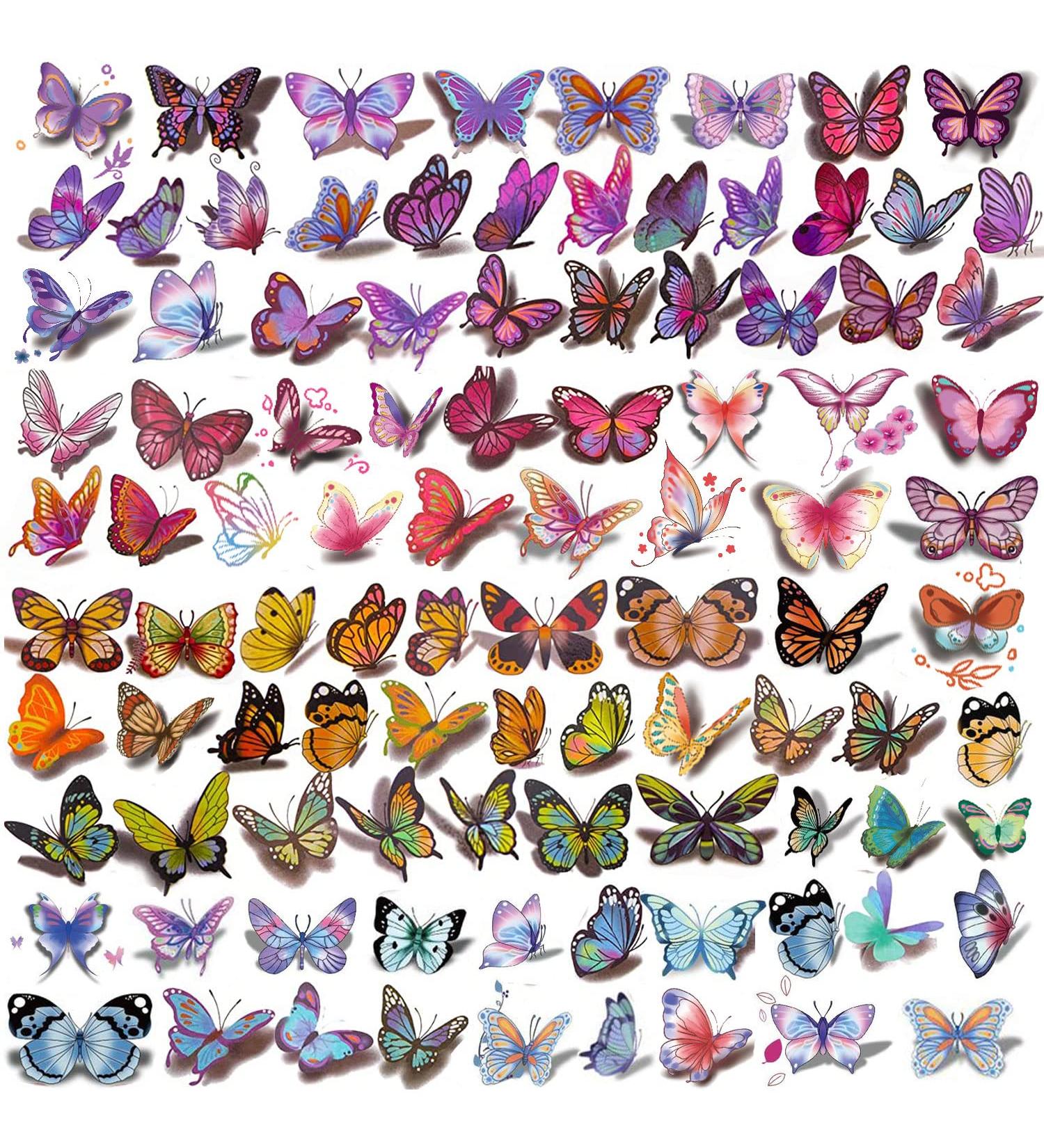 60 Sheets Butterfly Temporary Tattoos for Women Kids - 200+ Pcs Self-adhesive 3D Fake Tattoos for Party Favors & Gifts - Buy Online on GoSupps.com