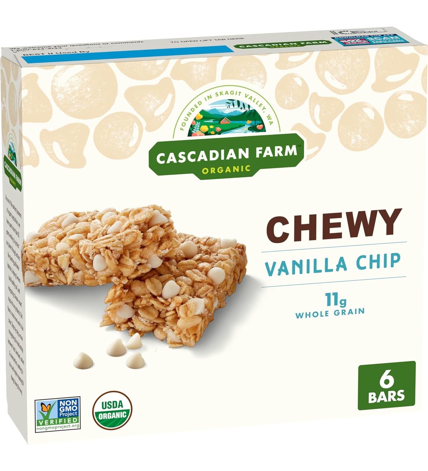 Cascadian Farm Organic Vanilla Chip Chewy Granola Bars - 6 Bars, 7.4 oz (Pack of 1) - Buy Online on GoSupps.com