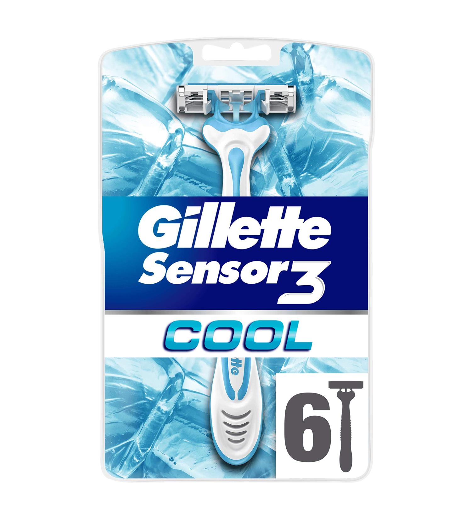 Gillette Sensor3 Cool Pack - 6 Disposable Razors for Men | 3 Blades - Buy Internationally - Buy Online on GoSupps.com