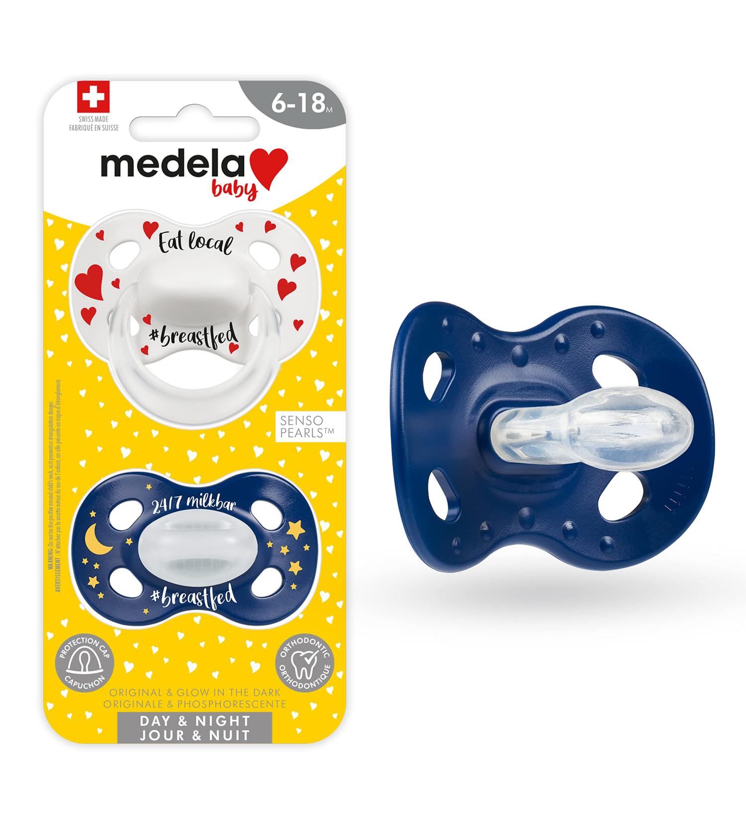 Medela Glow in the Dark Baby Pacifier 2-Pack | BPA-Free | 6-18 Months | Supports Natural Suckling - Buy Online on GoSupps.com