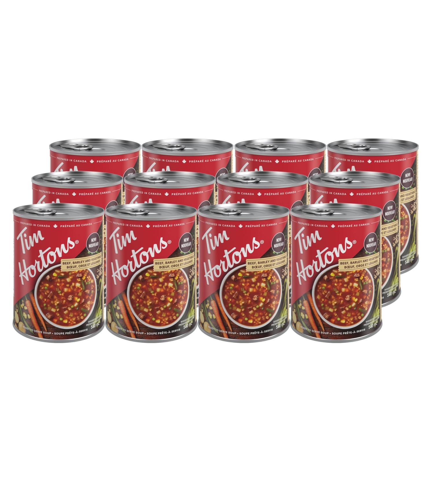 Tim Hortons Beef Barley & Vegetable Soup Ready to Serve 12 Cans x 540mL - Buy Online on GoSupps.com