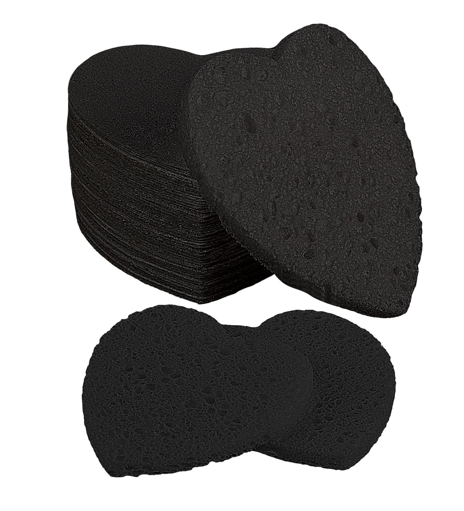 60 Black Compressed Heart Face Sponges | Reusable Makeup Cleansing & Peeling - Deep Clean & Remove Makeup - Buy Online on GoSupps.com