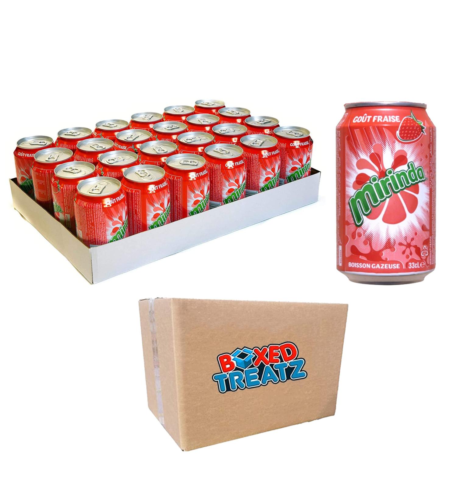 Mirinda Strawberry 330ml Soft Drink Sparkling Soft Drinks 330ml Cans 24x Mirinda Strawberry 330ml Total 24 Cans Boxed Treatz - Buy Online on GoSupps.com