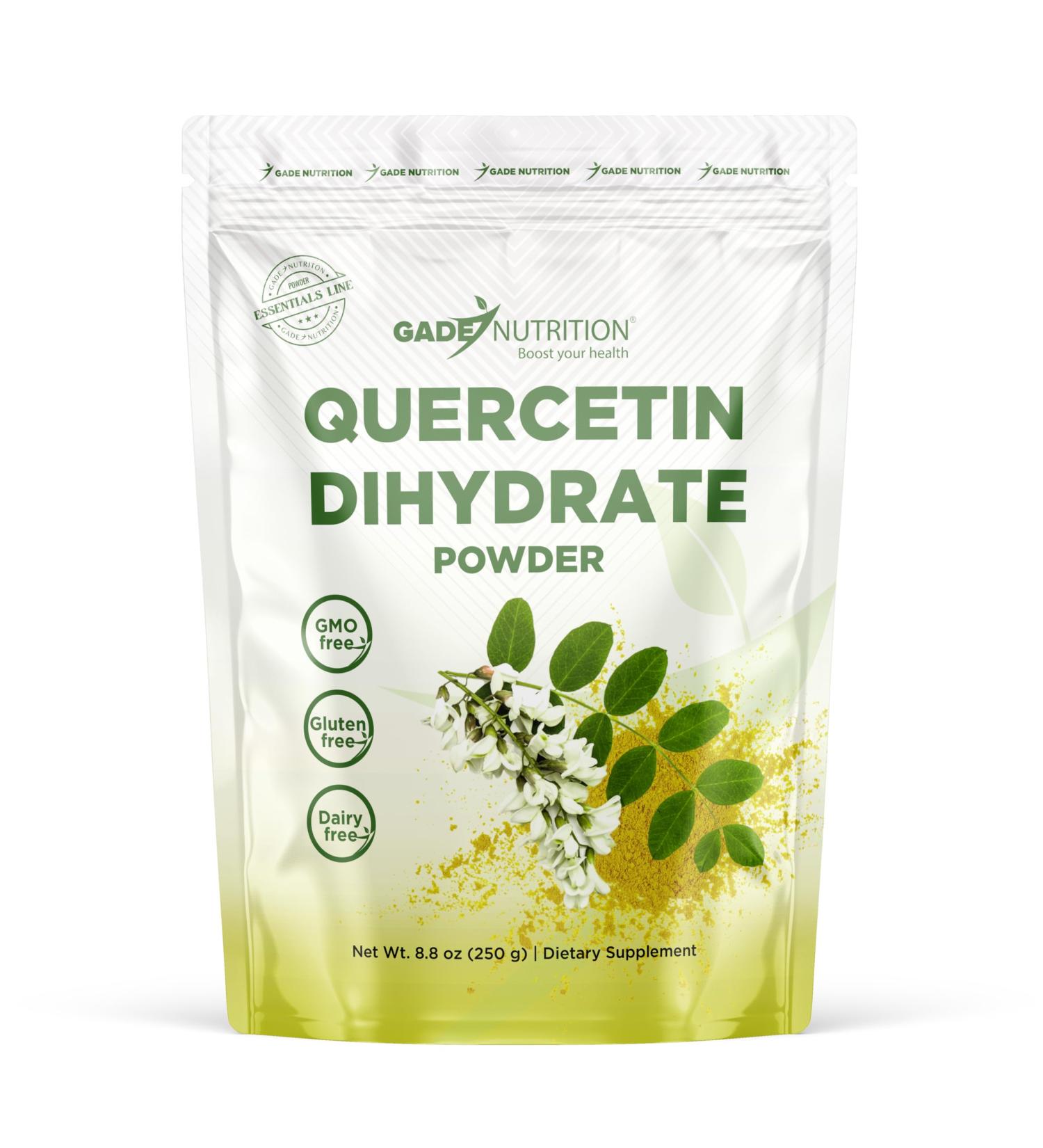 Gade Nutrition Pure Quercetin Dihydrate Powder | 98% Purity, Non-GMO, Gluten-Free and Dairy Free | 250g (8.8 oz), 1000mg per Serving, 250 Servings | Immune Support, Powerful antioxidant | USA Made - Buy Online on GoSupps.com