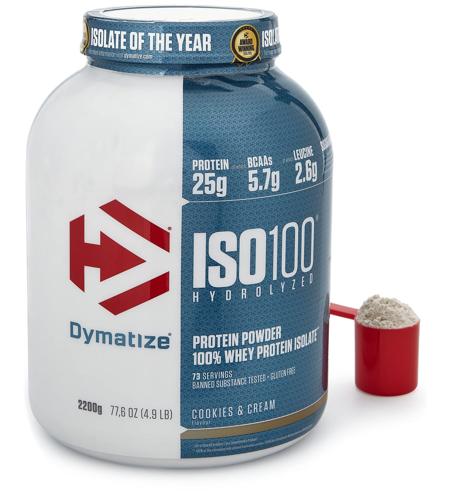 Dymatize ISO 100 Cookies&Cream 2.2 kg - Whey Protein Hydrolysate + Isolate Powder - Buy Online on GoSupps.com