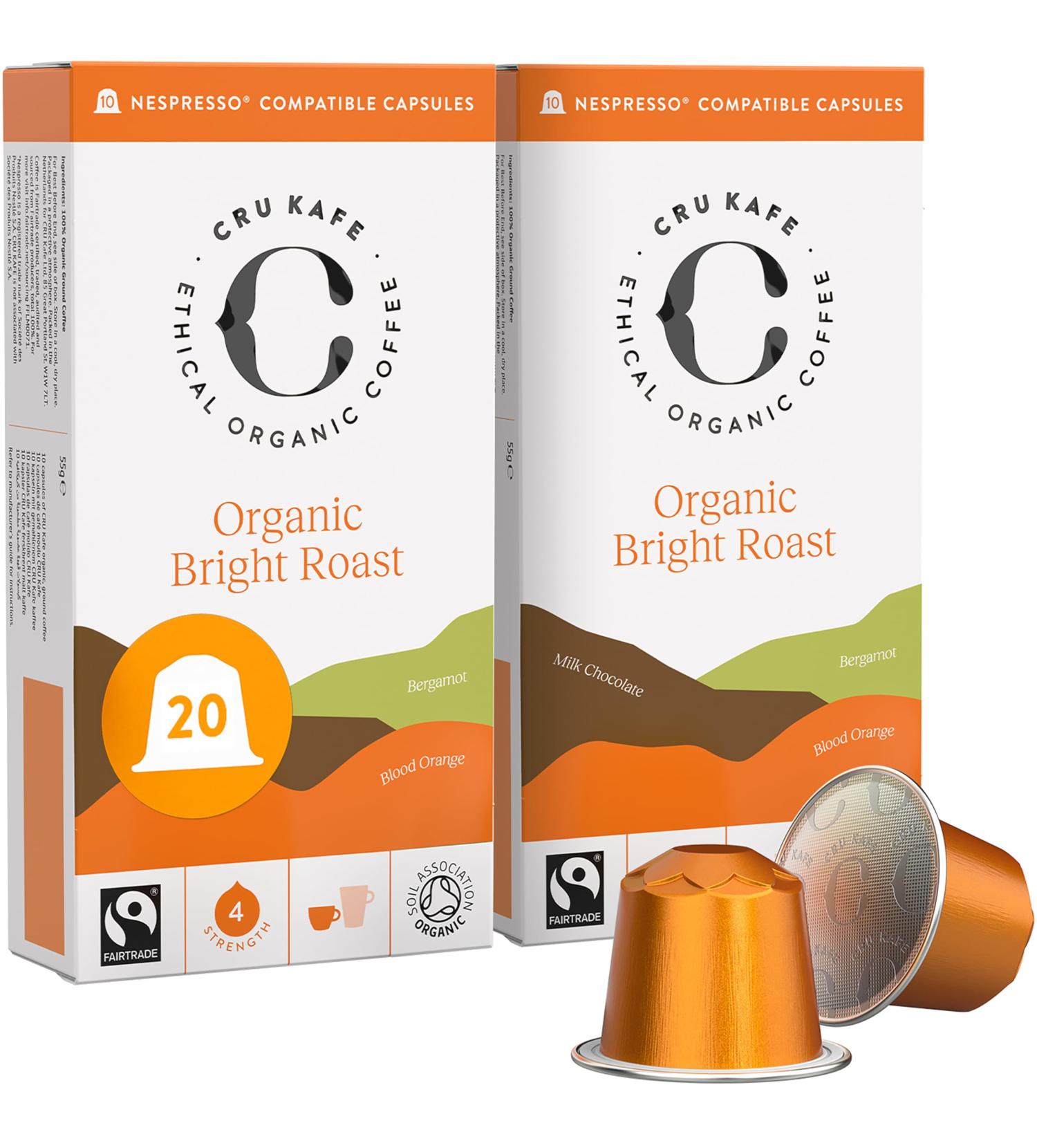 CRU Kafe Bright Roast Nespresso Original Compatible Coffee Pod Capsules 20 Pods Bright & Balanced Coffee 10 count (Pack of 2) - Buy Online on GoSupps.com