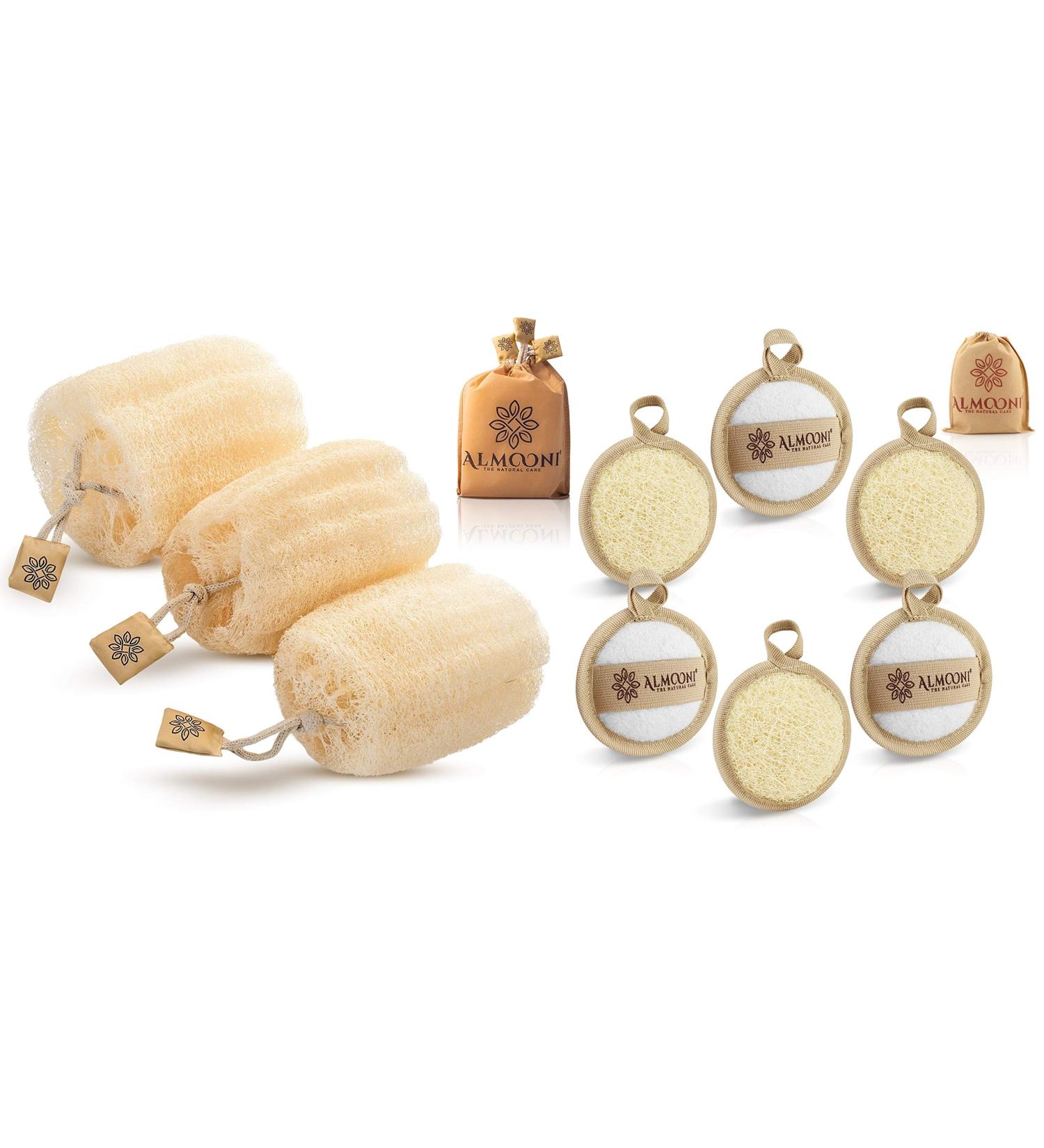Premium Natural Egyptian Shower Loofah Sponge - Exfoliating Body Scrubbers for Smooth, Radiant Skin (3 Pack) - Buy Online on GoSupps.com