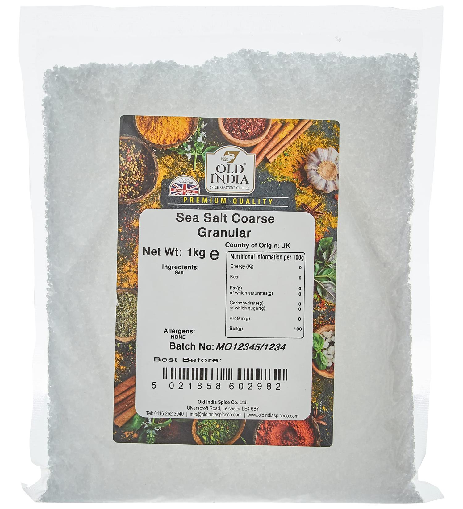 Old India Sea Salt Coarse Granular 1kg - Pure and Natural Salt for Cooking and Seasoning - Buy Online on GoSupps.com