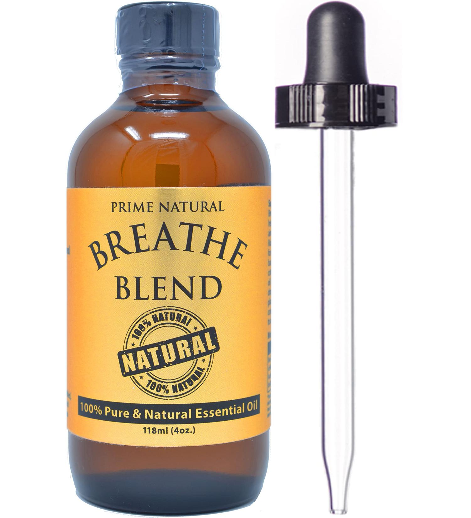 Breathe Essential Oil Blend 4oz - Prime Natural USA - Pure Therapeutic Grade for Sinus Relief, Allergy, Congestion, Cold, Cough & Headache - Aromatherapy Scent for Diffuser - 4 Fl Oz - Buy Online on GoSupps.com