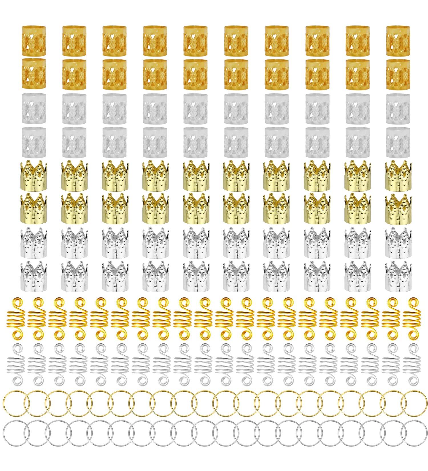 160 Pieces Barrettes Set Wig Braid Hair Extensions Hollow Embossed Hoop Ring DIY Punk Hip Hop Dreadlocks Hair Accessories - Buy Online on GoSupps.com