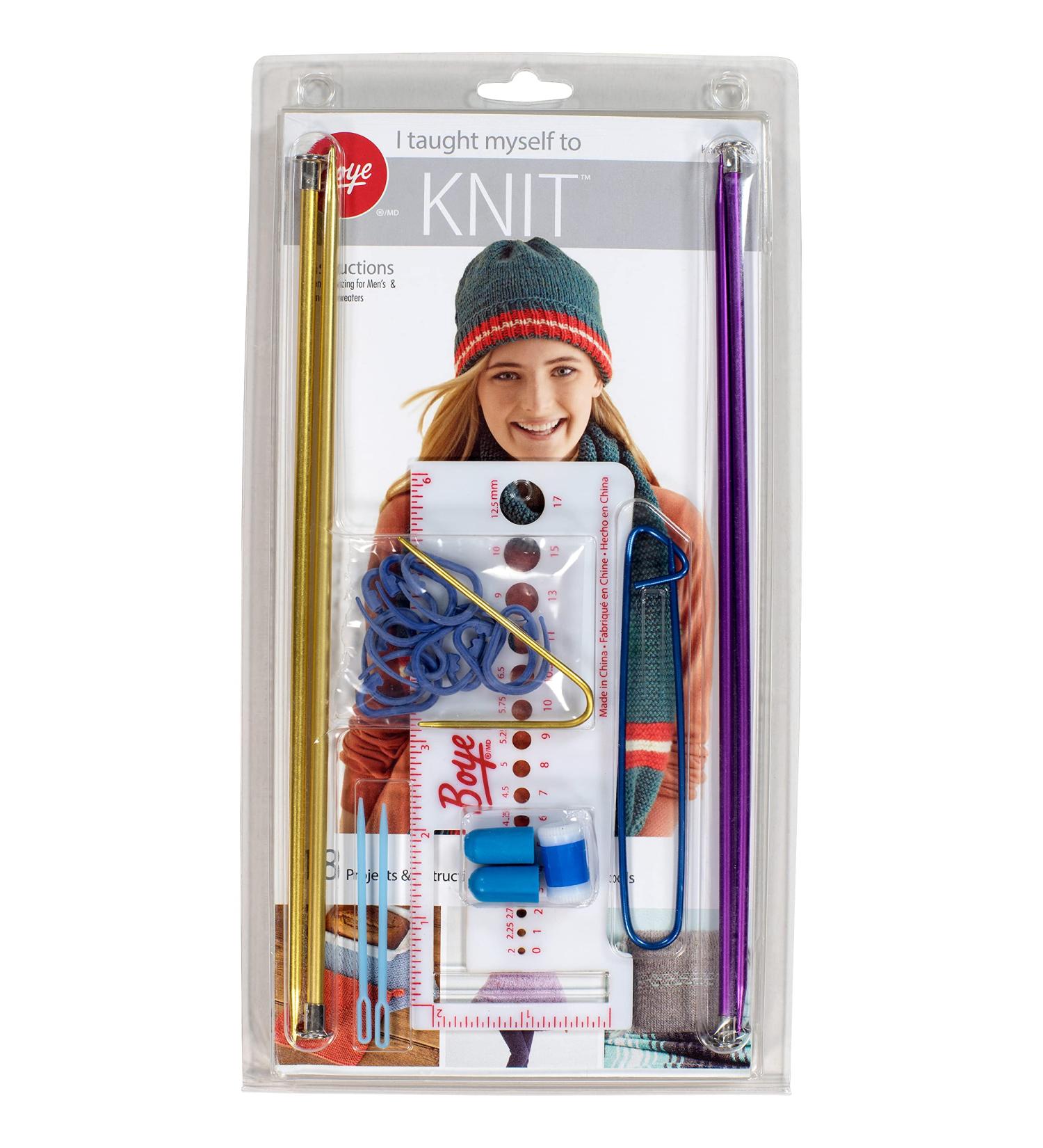 Boye Learn to Knit Kit for Beginners - 20 Piece Set, US Sizes 6 and 8, Makes 18 Projects, Multicolor - Buy Online on GoSupps.com
