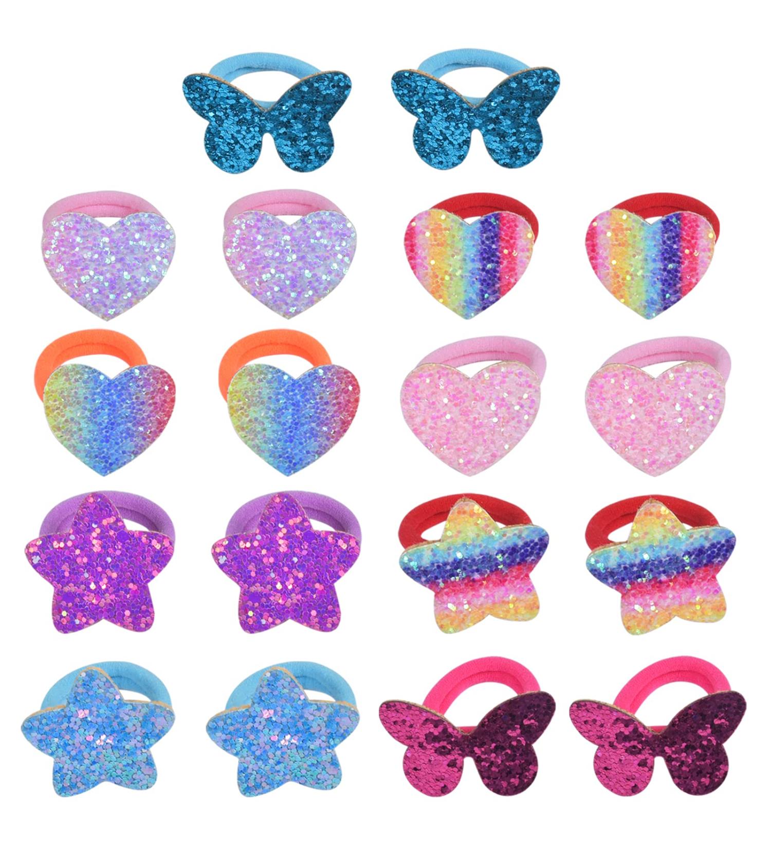 Avodova 8 Pairs Elastic Hair Ties for Girls | Glitter Fabric Ponytail Bands - Perfect for Toddlers & Children - Buy Online on GoSupps.com