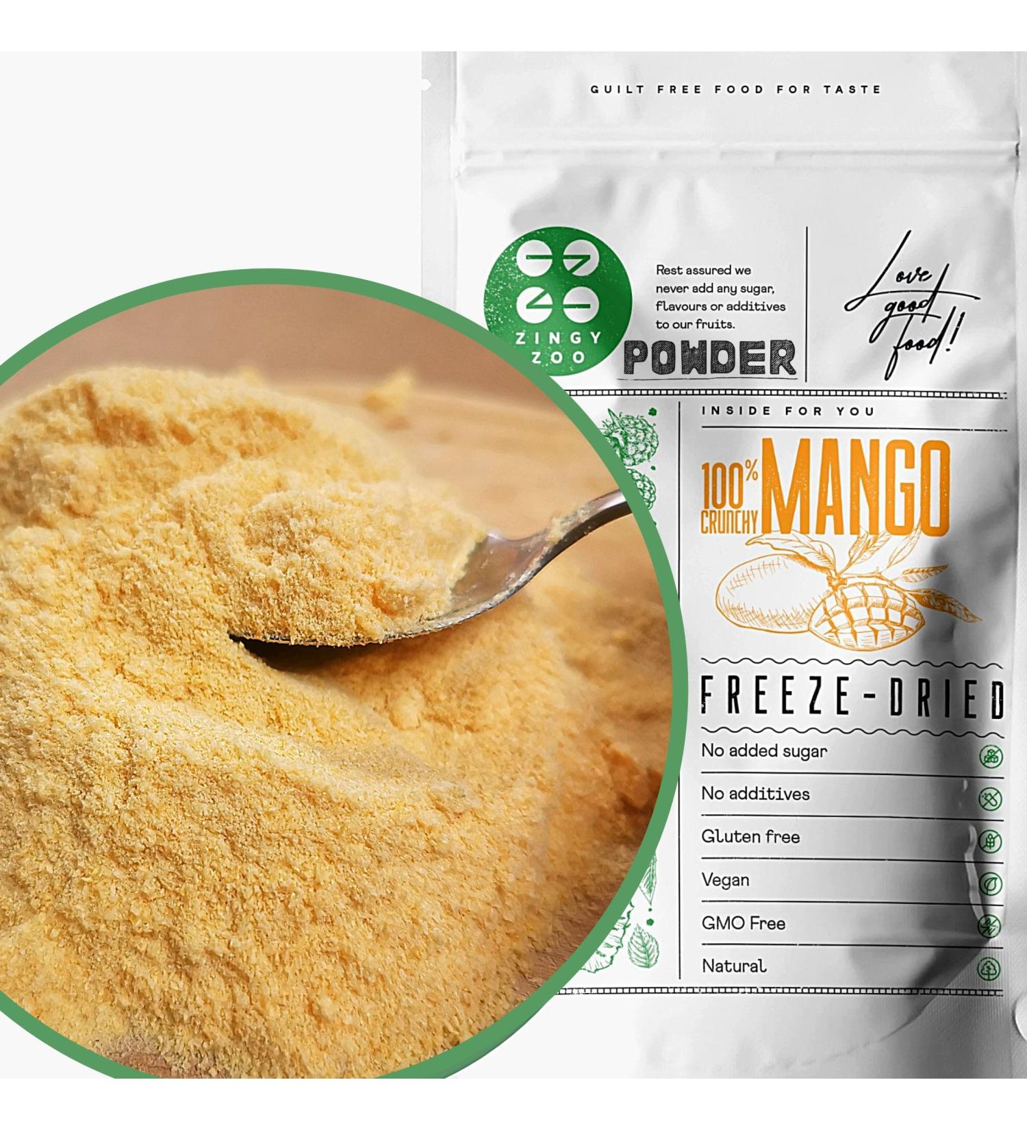  ZINGY ZOO Freeze-Dried Mango Fruit Powder | XL 300g Natural Dry Mango | Freeze-Dried Fruit Without Additives | - Buy Online on GoSupps.com