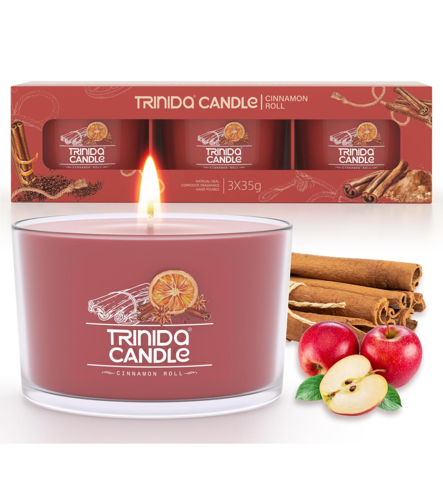 TRINIDa Candles Hygge Scented Gift Set - 17 Variants Orange Cinnamon Roll - 3 Votives - Grandma Kitchen Collection - Buy Online on GoSupps.com