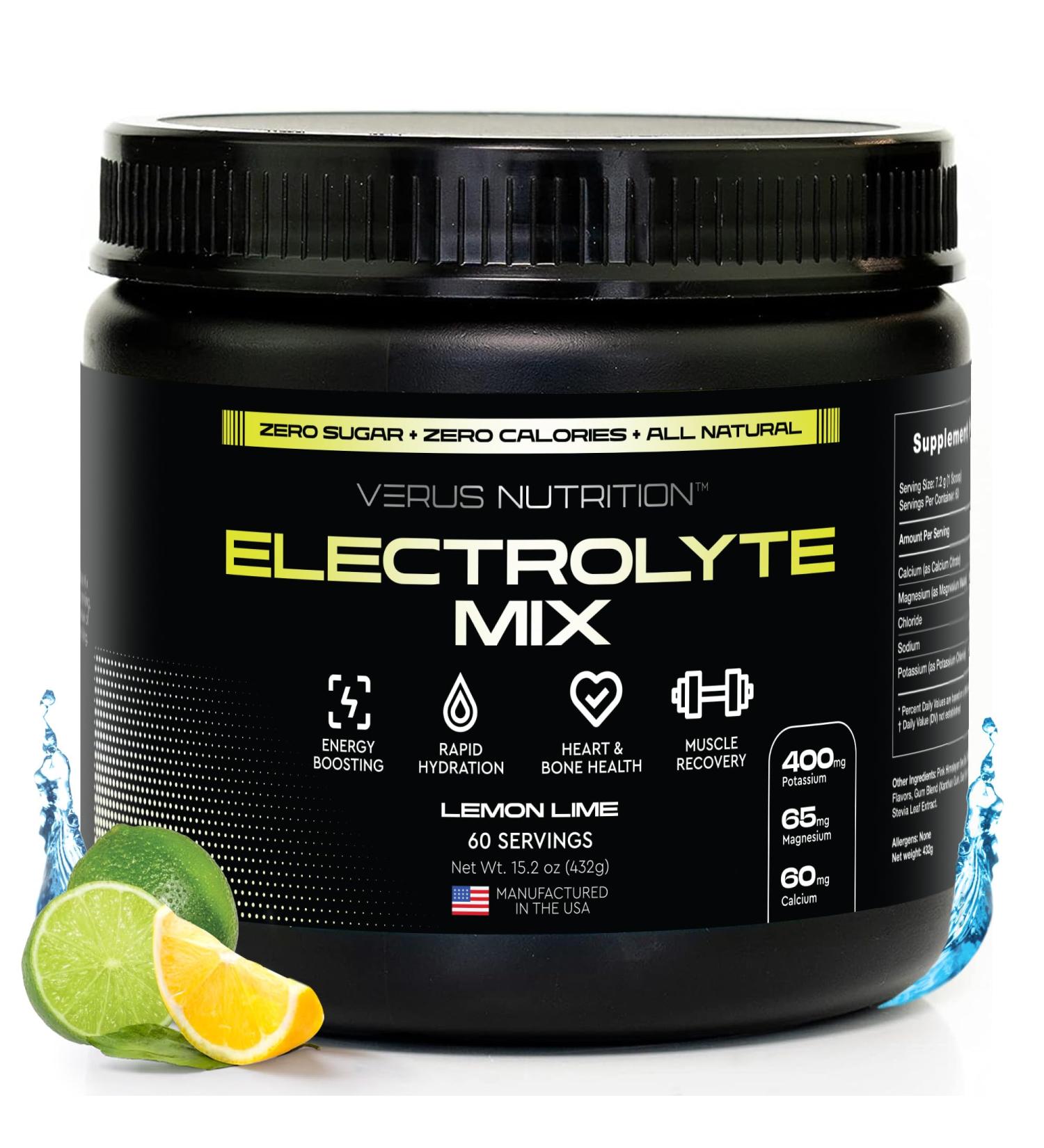 Buy Sugar-Free Electrolyte Powder - Zero Calorie Hydration Mix for Fasting Keto & Vegan | 60 Servings Lemon Lime | Natural Ingredients - Buy Online on GoSupps.com