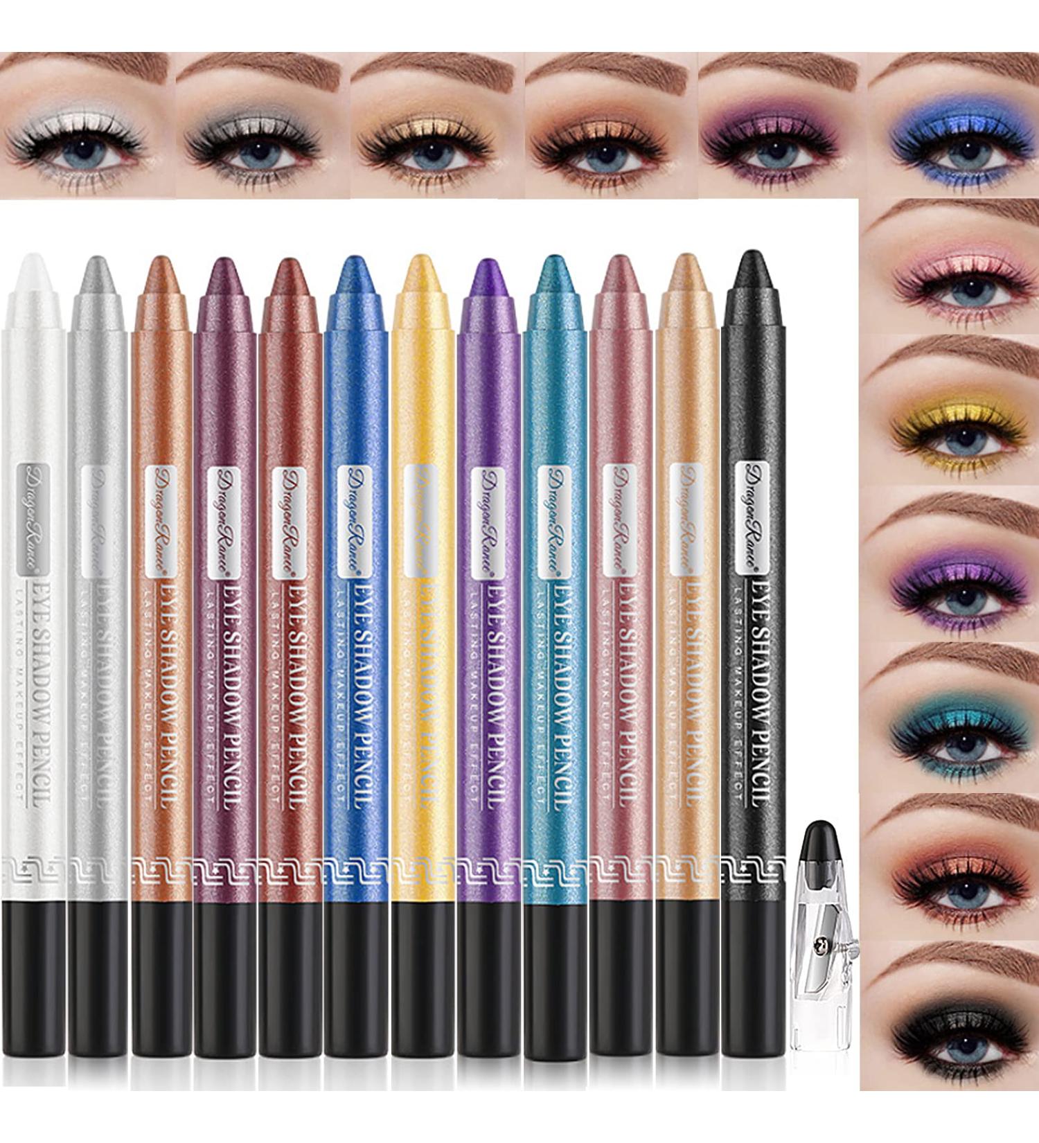 Petansy 12Pcs Glitter Eyeshadow Stick Set - Long Lasting & Waterproof Eyeliner Pencils - Pearlescent Eye Makeup Gift for Women - Buy Online on GoSupps.com