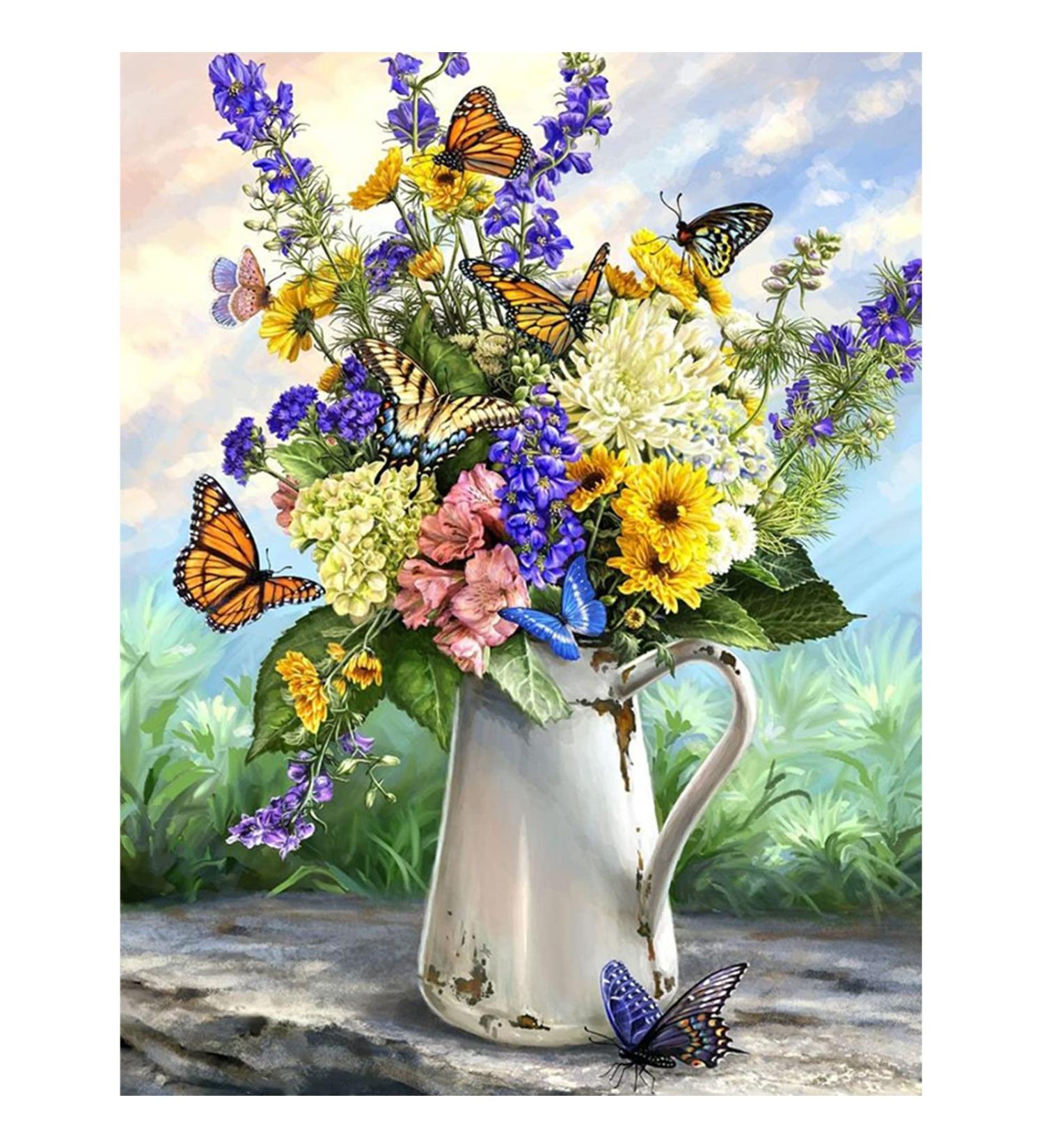Amphol Flower Paint by Number Kit - DIY Adult & Kids Painting Set for Home Decor - 16x20 Inch, FLOWER01 - Buy Online on GoSupps.com