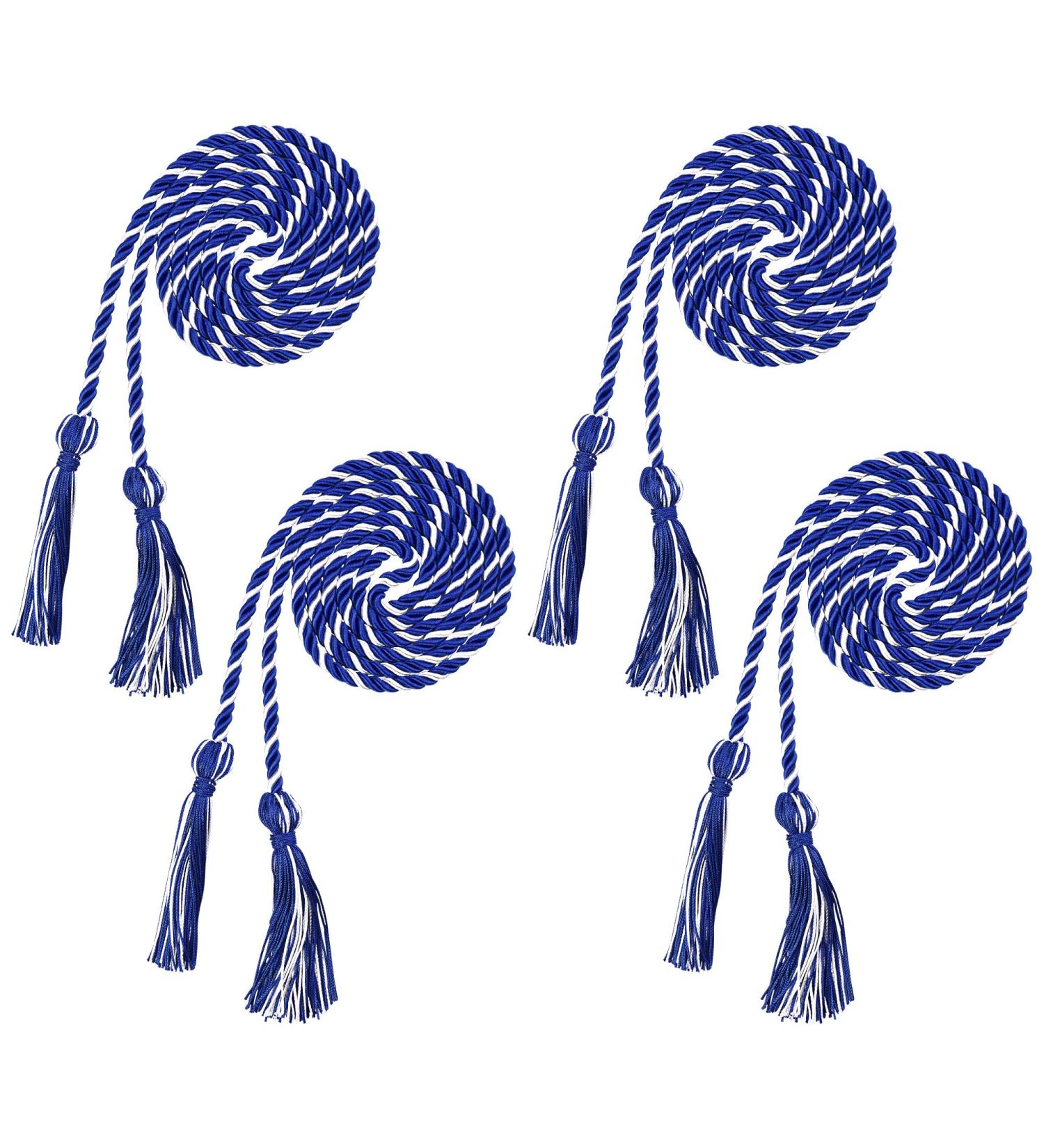 Beautyflier Graduation Honor Braided Cords with Sewing Tassels - Pack of 4, White & Blue - Polyester Yarn Honor Cord for Bachelor Gown - Ideal for Graduation Students - Buy Online on GoSupps.com