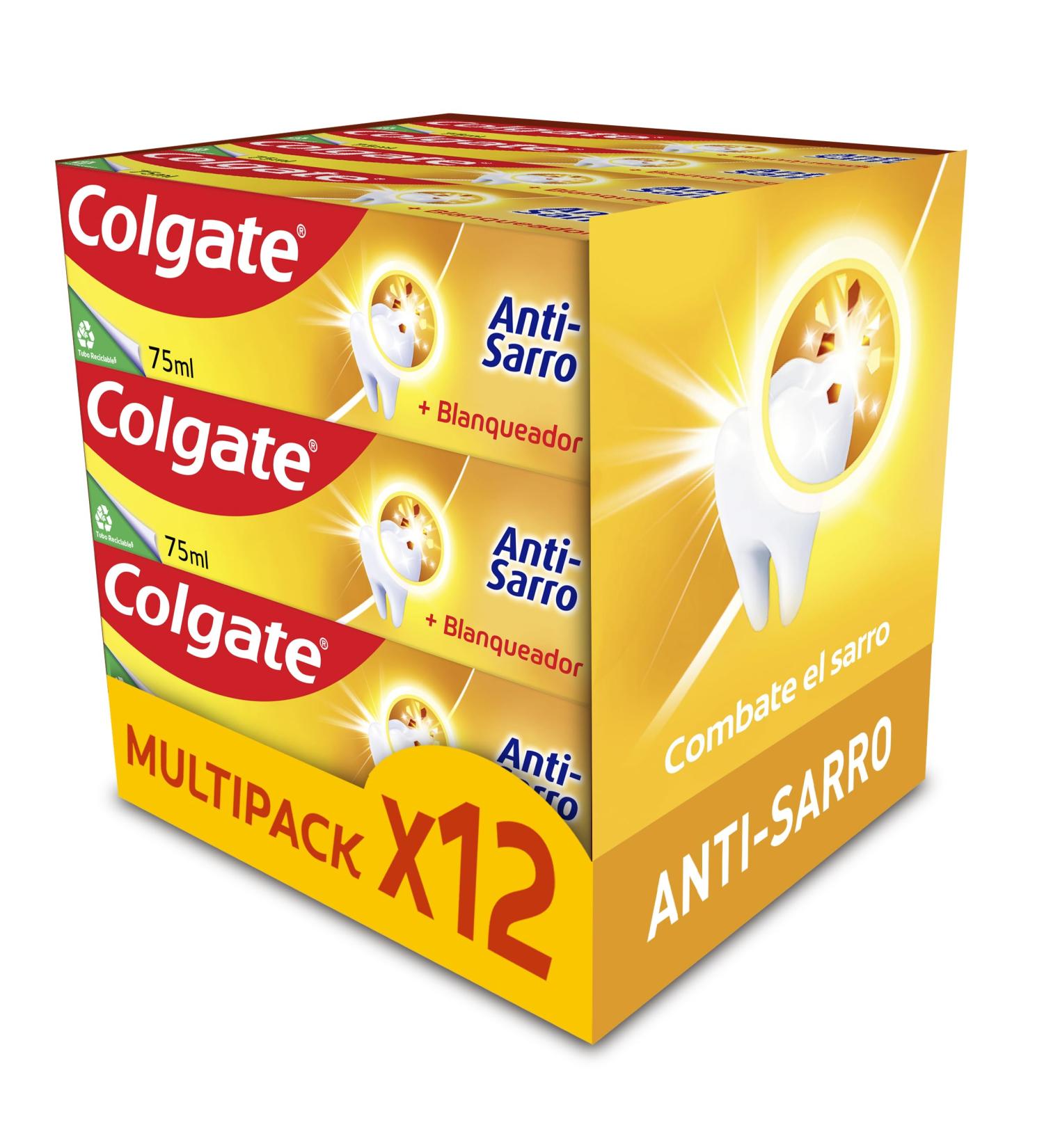  Colgate Colgate Antisarro & Whitening Toothpaste Tartar Fighting Bright and Healthy Teeth Strengthens Your Teeth for the Whole Family Clinically Tested Pack 12 x 75 ml - Buy Online on GoSupps.com