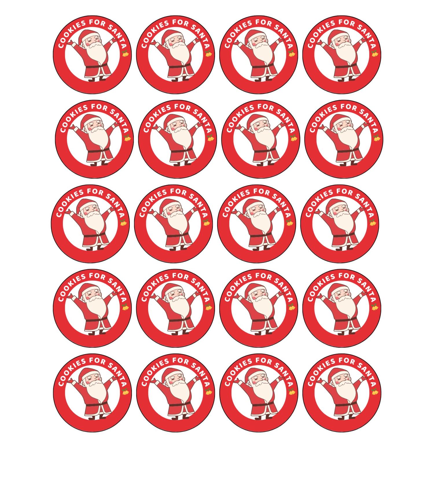 edible 20 x Christmas cookies for santa cupcake/cookie toppers uncut (icing paper)