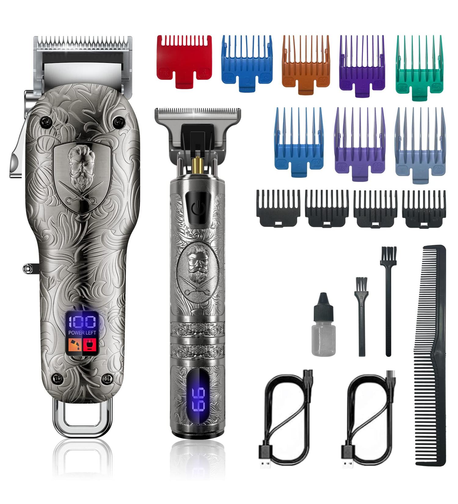 Hair Clippers 2 Set Cosicosy Electric Hair Trimmer Grooming Kit for Men Professional Cordless Hair Cutting Beard Trimmer Rechargeable with LCD Display Hair Shaver for Men Kids Barbers Silver - Buy Online on GoSupps.com