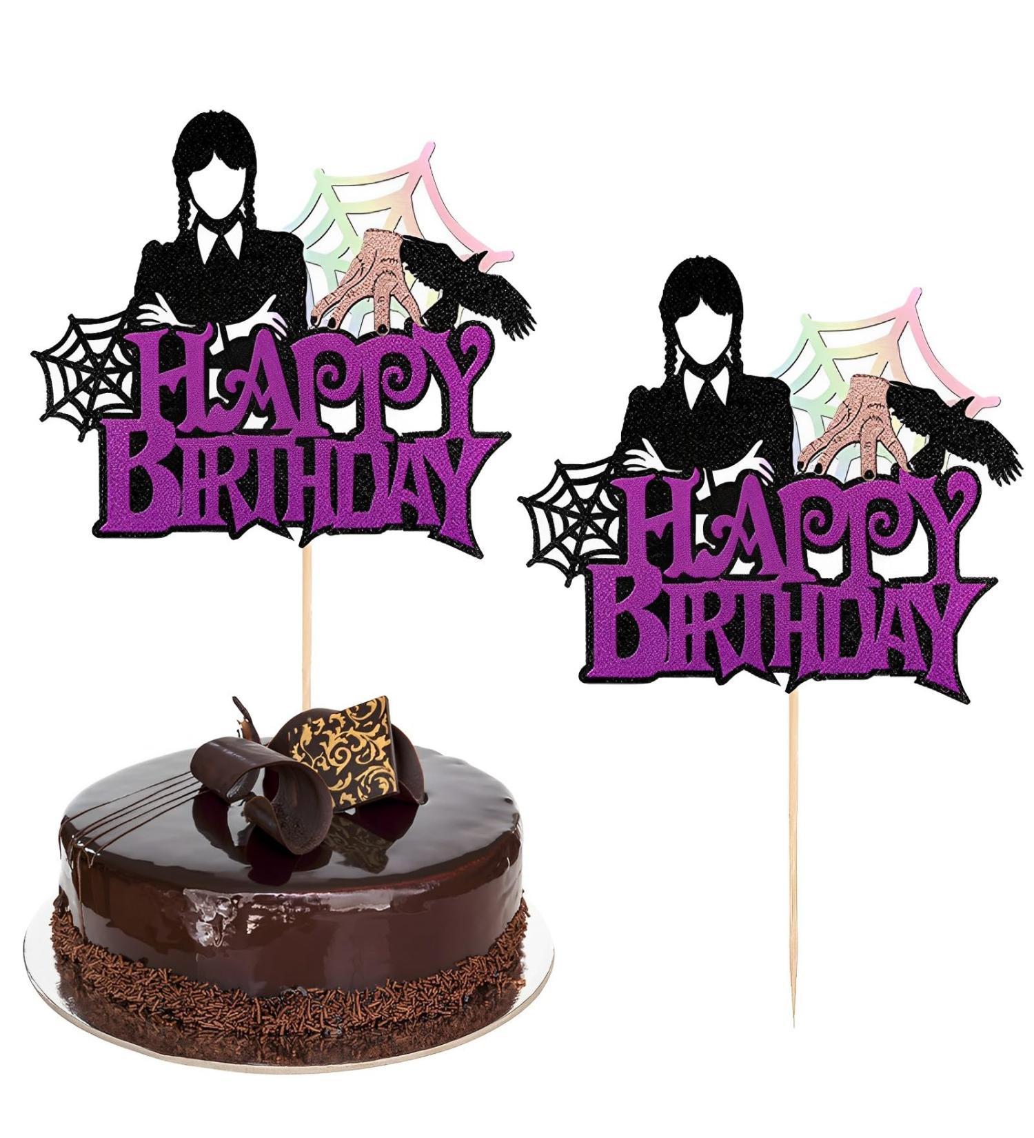 2 Pcs Wednesday Cake Topper Wednesday Cake Topper Wednesday Cake Decorations Halloween Cake Toppers Wednesday Cake Decorations for Girls or Boys Party Decorations - Buy Online on GoSupps.com