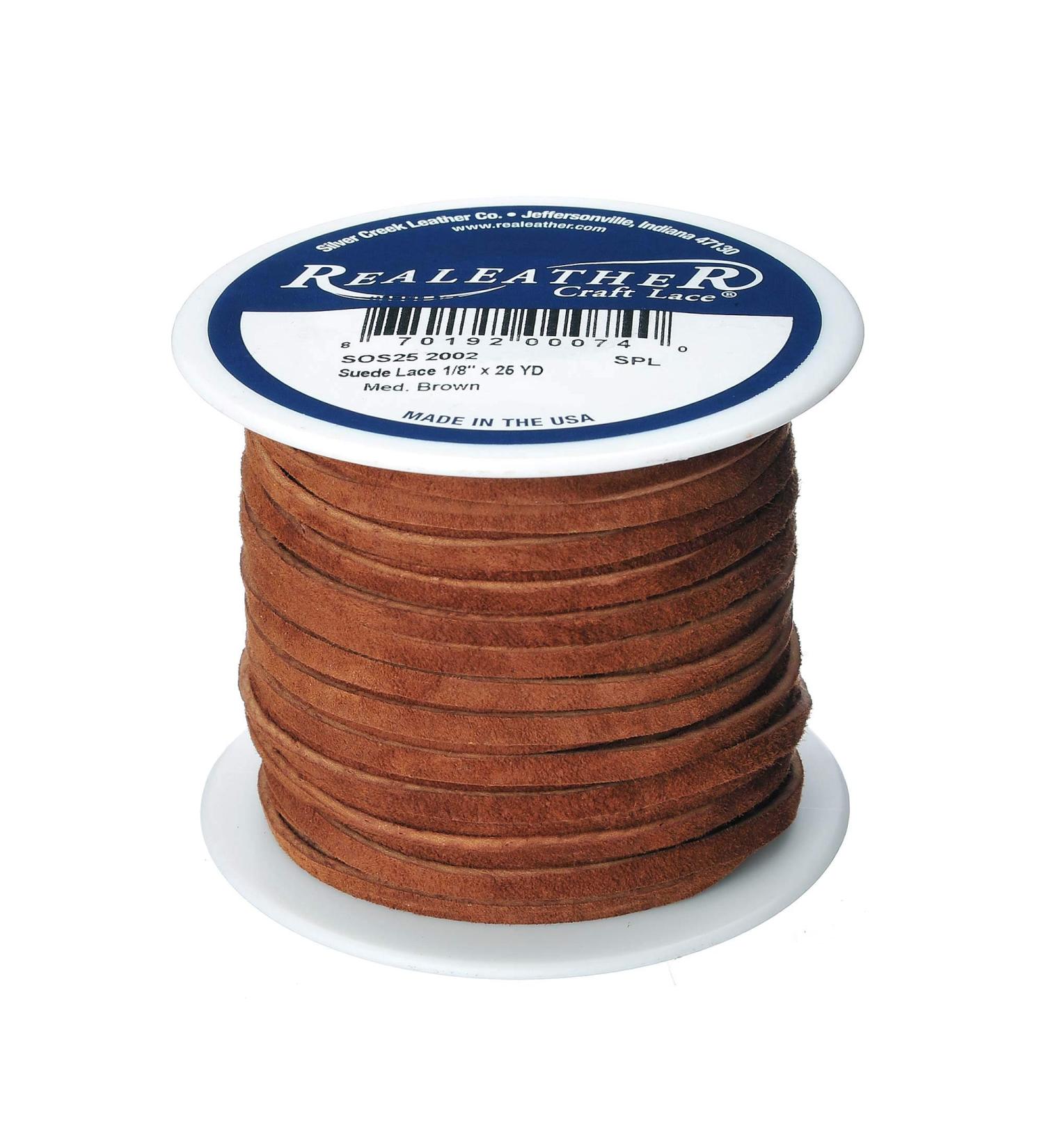 Realeather Suede Lace  1/8 x 25 yd  Medium Brown - Buy Online on GoSupps.com