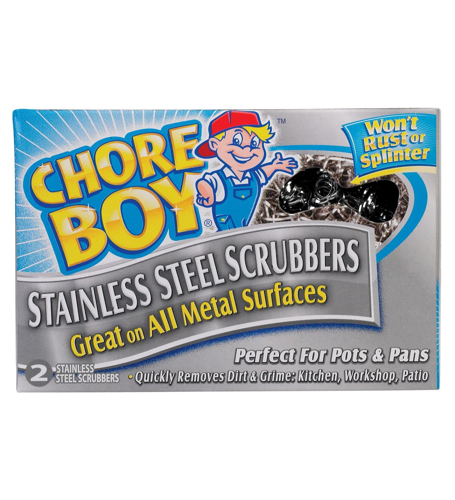 CHORE BOY 2 Count Stainless Steel Scrubbers, Assorted