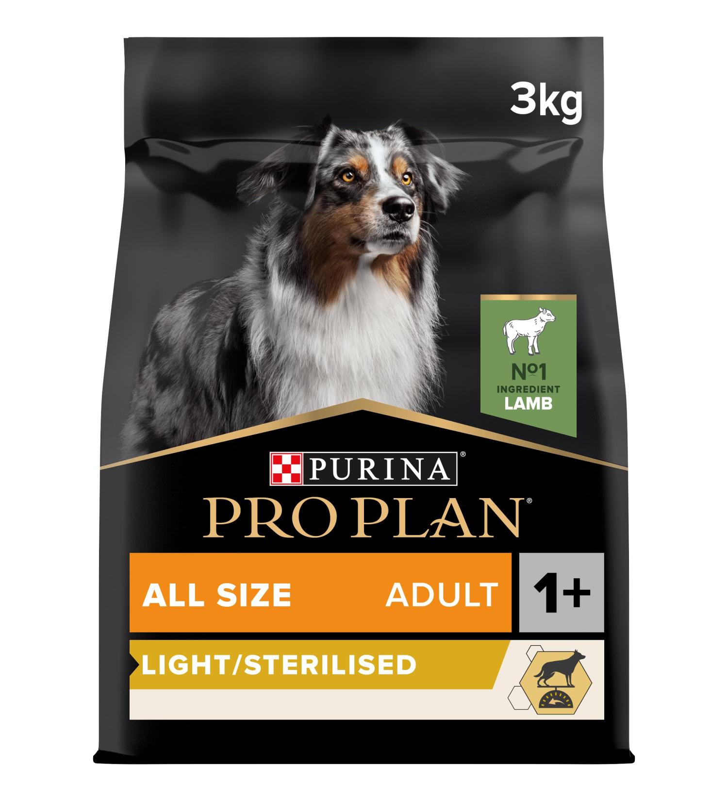 PRO PLAN Dog Adult Light/Sterilized Lamb 3KG - Buy Online on GoSupps.com