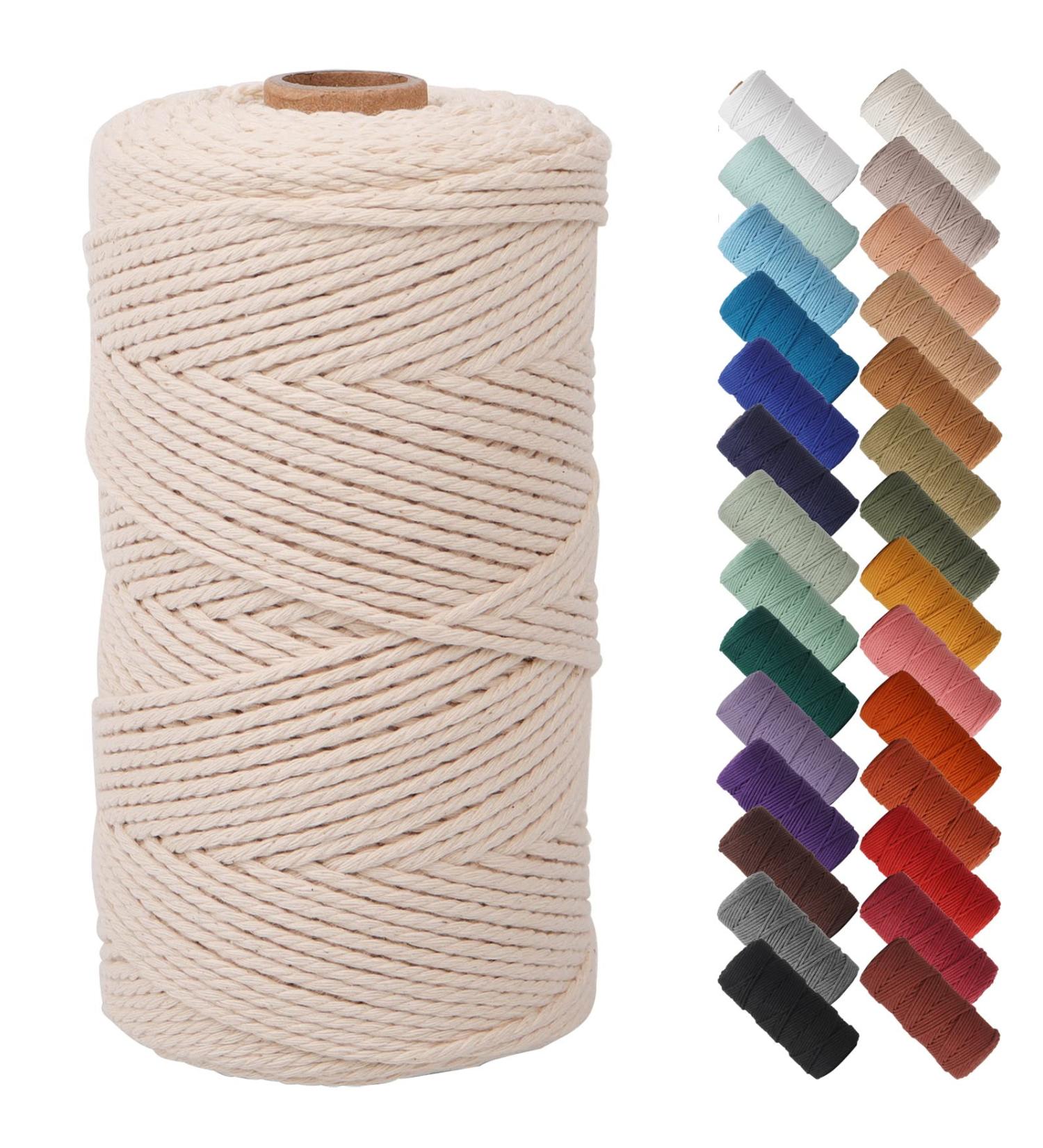 NOANTA Natural Colored Macrame Cord 2mm x 220yards - Cotton Rope for Wall Hanging, Plant Hangers, Crafts - Colorful Macrame Yarn for Knitting - Buy Online on GoSupps.com