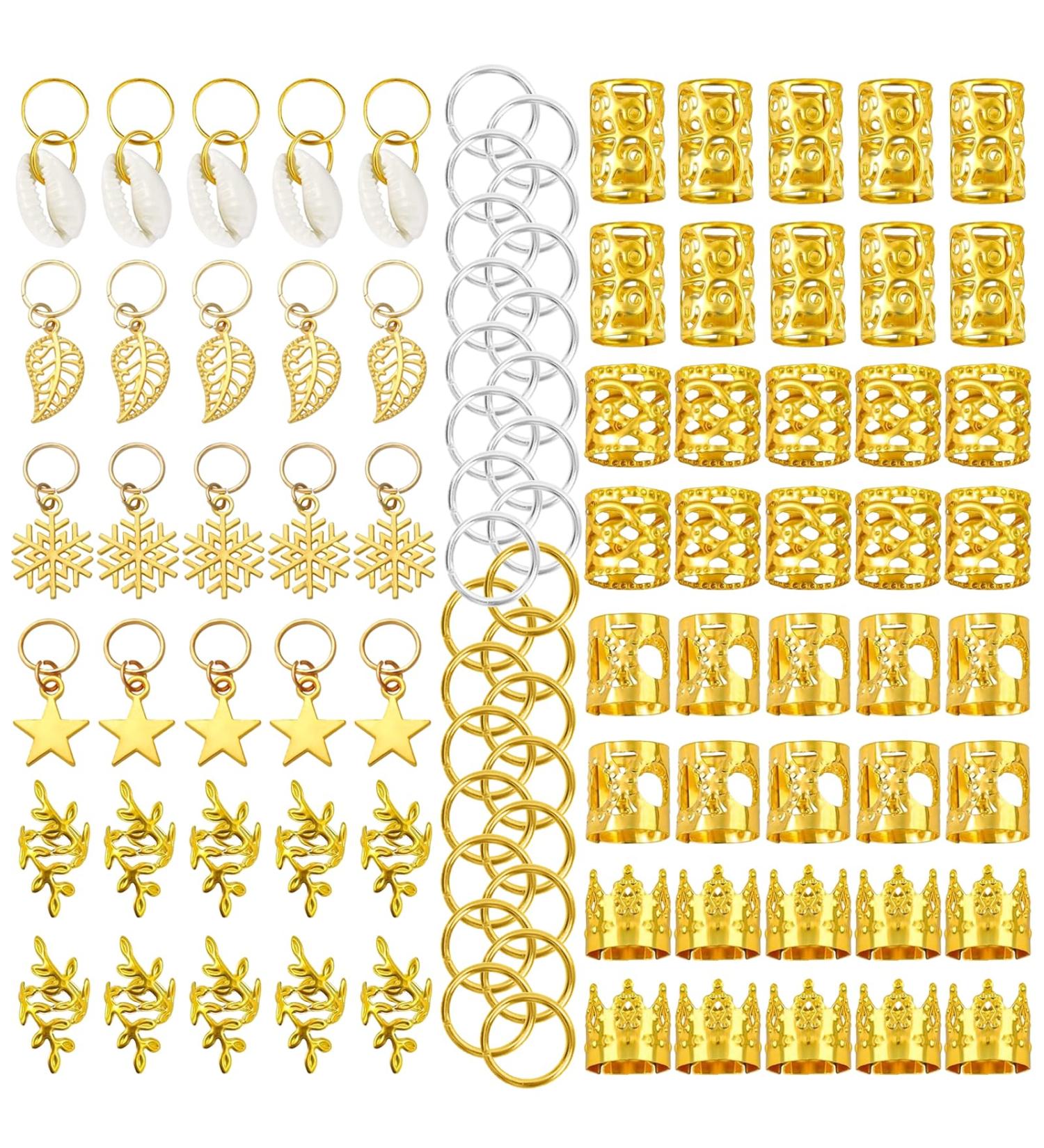 Hair Beads for Braids Xerteam 100 Pieces Hair Jewelry Rings Gold Hair Accessories Hair Cuffs and Braid Rings Hair Charms Dreadlock Accessories FOR Girl Women Men Hair Braids Decoration - Buy Online on GoSupps.com