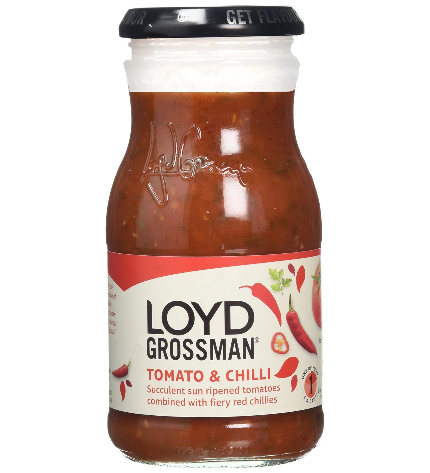 Loyd Grossman Tomato and Chilli Cooking Sauce 350g - Authentic Flavor in a Jar | Pack of 1 - Buy Online on GoSupps.com