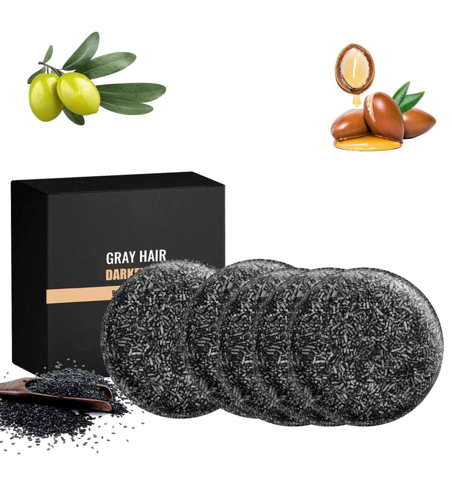JIAOY Gray hair compacting bar soap gray hair inverted bar soap for men and women black soap for gray hair natural ingredients shampoo hair moisture and humidity 5 pieces 5 pieces - Buy Online on GoSupps.com