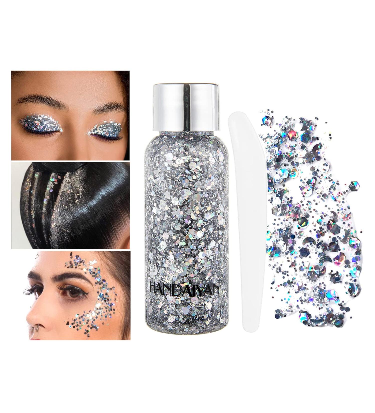 Buy Silver Body Glitter Gel | Long Lasting Chunky Glitter for Festivals & DIY Crafts - International Shipping - Buy Online on GoSupps.com