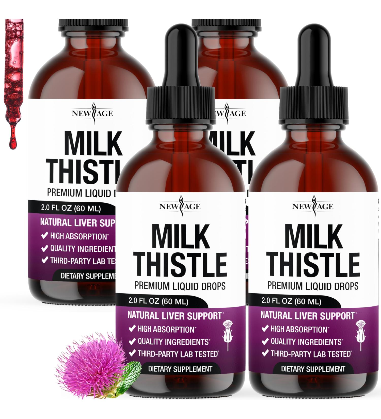 Milk Thistle Liquid Drops All Natural Milk Thistle Extract with Silymarin High Absorption Non-GMO Gluten-Free 8 oz - Buy Online on GoSupps.com