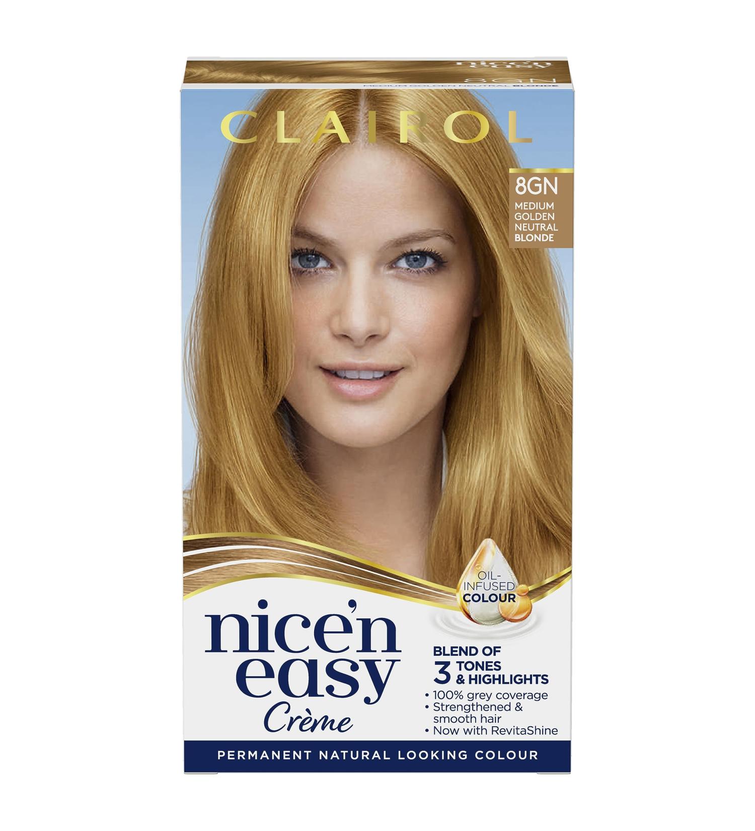 Clairol Nice'n Easy Cr me 8GN Medium Golden Neutral Blonde - Oil Infused Permanent Hair Dye - Buy Online on GoSupps.com