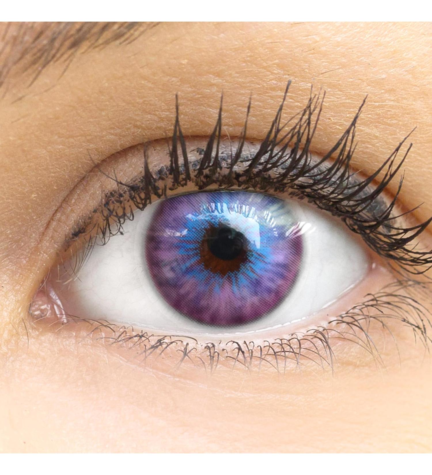 Buy Madrid Violet Colored Contact Lenses | Monthly Soft Hydrogel 2pcs + Lens Container | Natural Colors Series - 0.0 Diopters - Buy Online on GoSupps.com