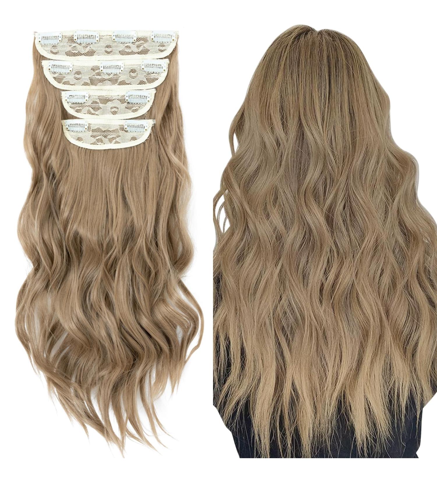 4PCS-11Clips Curly Synthetic Hair Extensions 22 Inches - Golden Brown - Buy Online on GoSupps.com