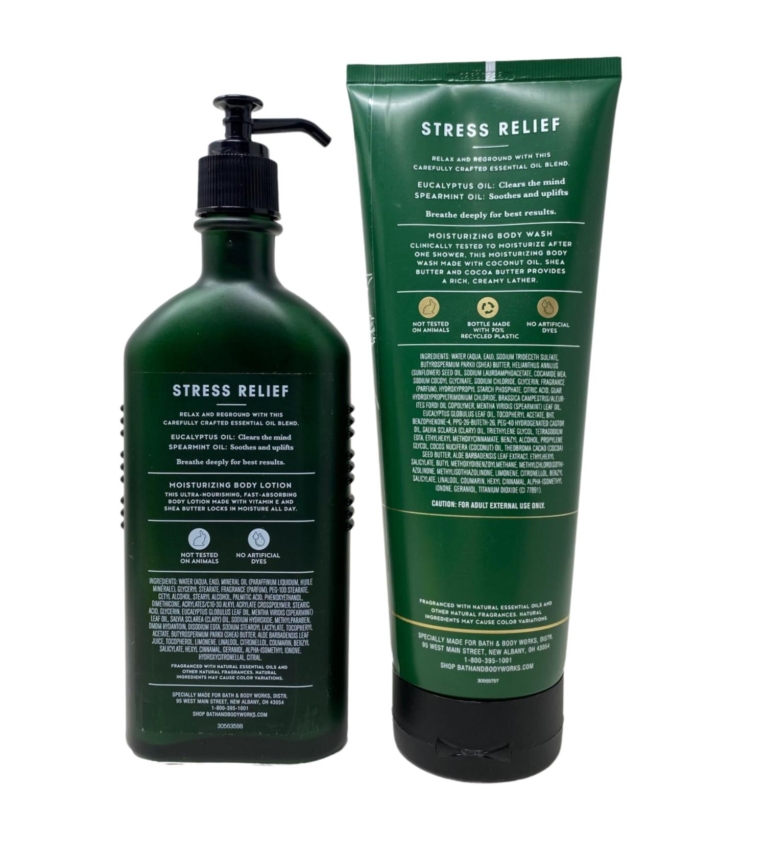 Bath and Body Works Aromatherapy STRESS RELIEF EUCALYPTUS TEA Gift Set - Body Lotion 6.5 oz and Moisturizing Body Wash 10 oz 2 Piece Set